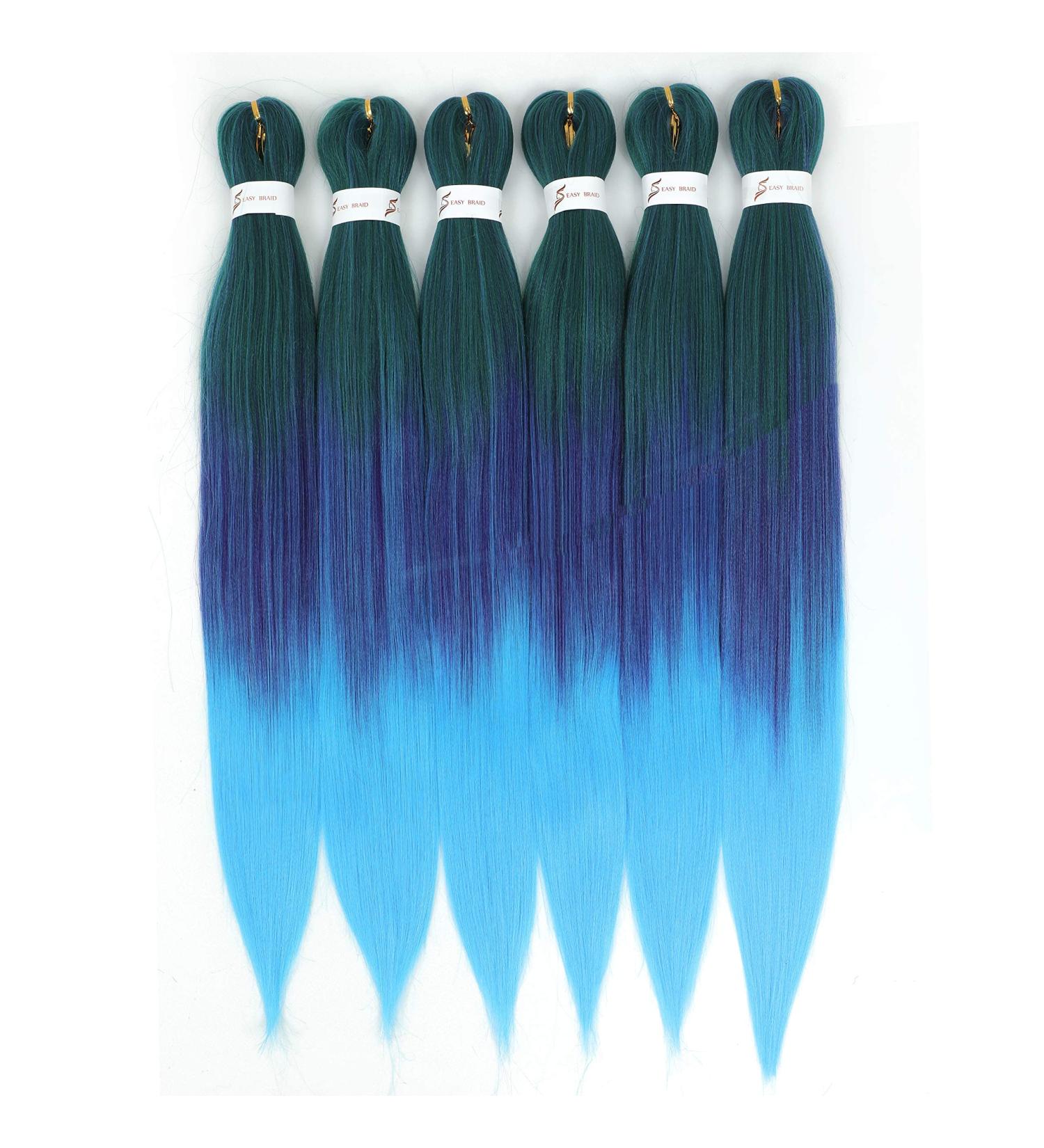 Chraylend Braided Hair Extensions | Anti-Stretched Easy Braid Crochet Braids | Yaki Texture 66cm | 6-Pack (Green Purple Blue) - Professional Quality - Buy Online on GoSupps.com