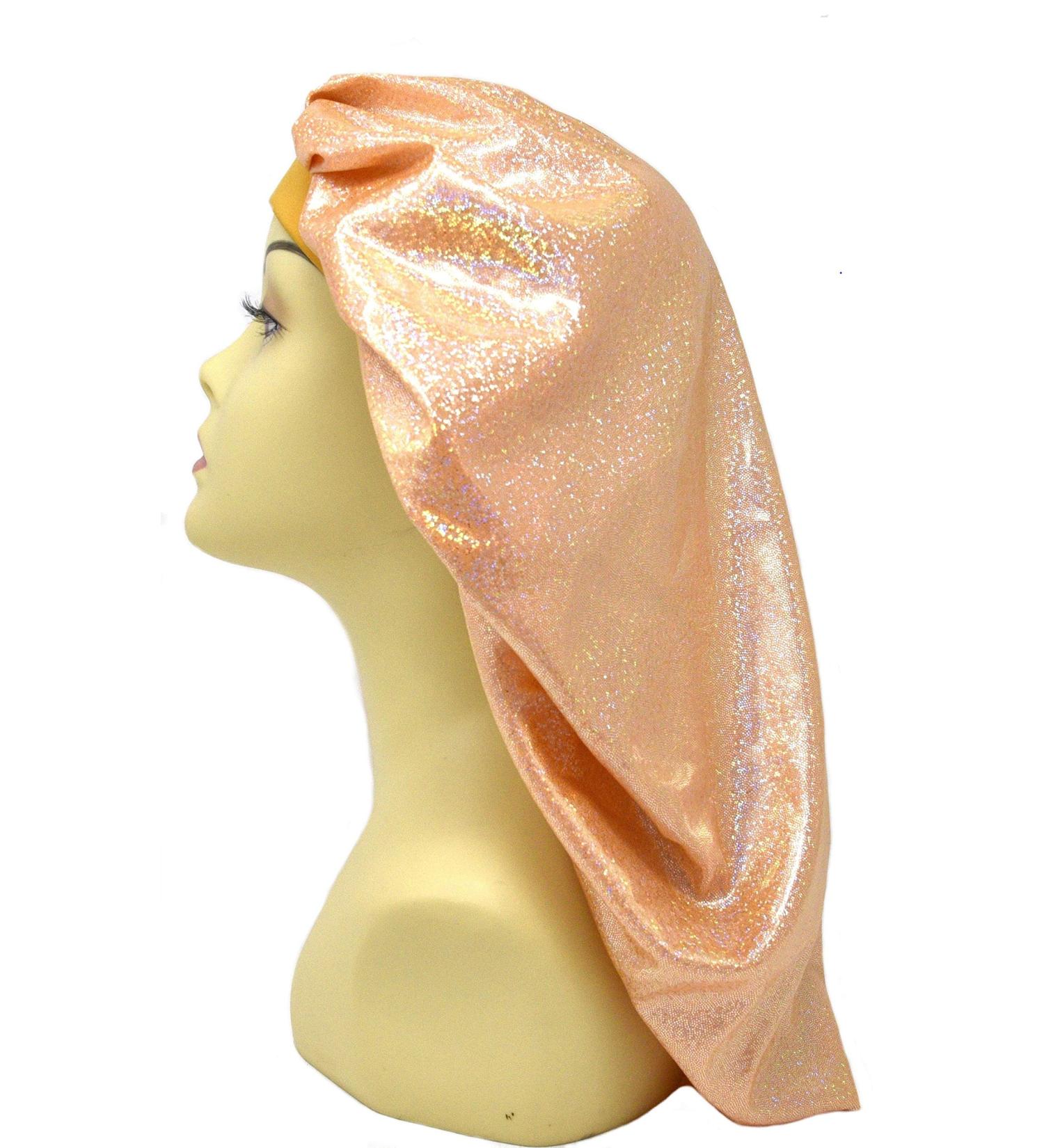 Holographic Super Jumbo Nightcap Wide Band Bonnet Hat in Orange Pearl - Buy Online on GoSupps.com