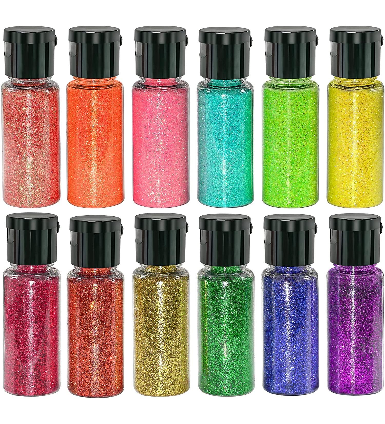 Jemesi 12 Colors Holographic Glitter Powder - 120g Fine Glitter for Epoxy Resin Nail Art Body & Decoration - Buy Online on GoSupps.com