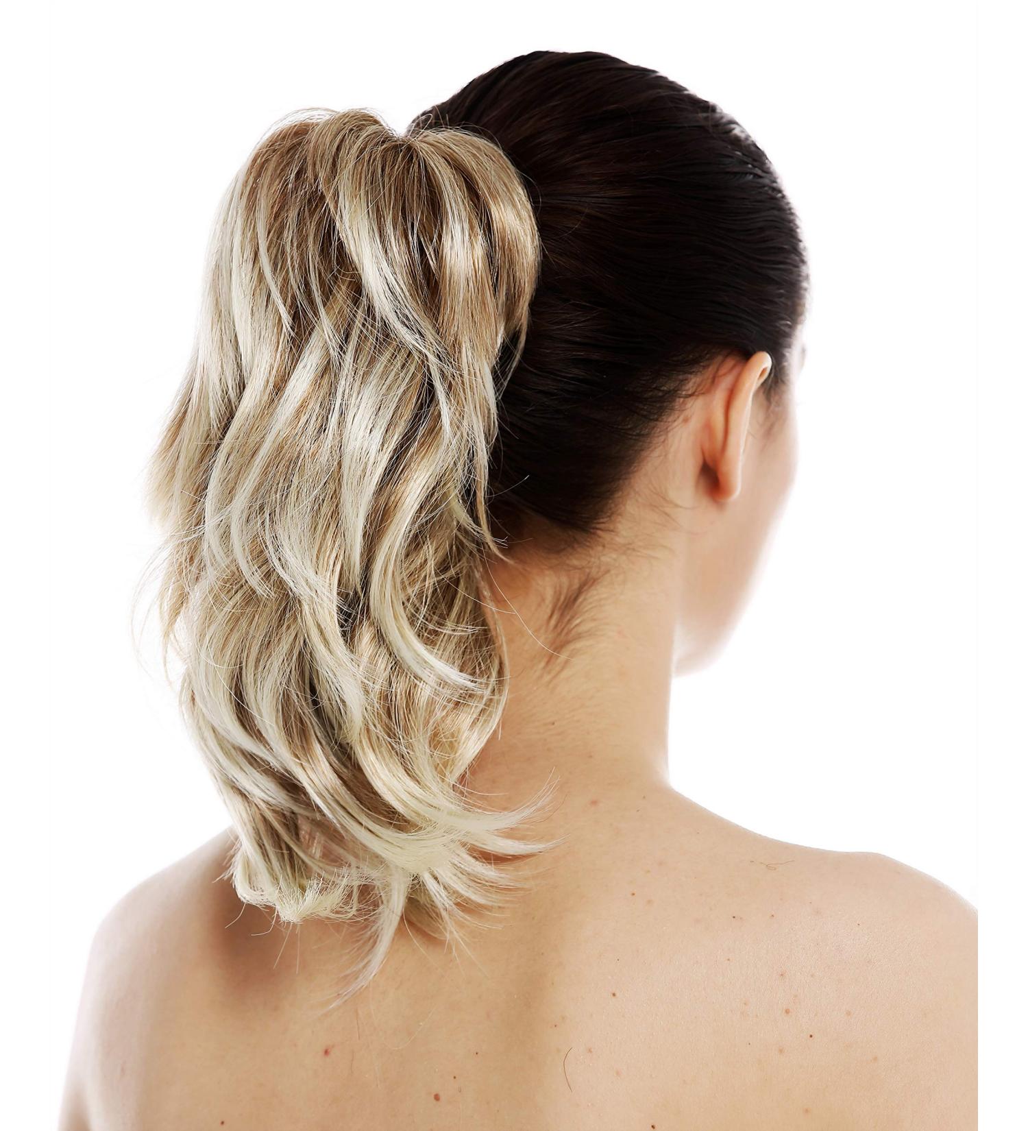 Buy WIG ME UP XF-6381-15T613 Hairpiece | Short Voluminous Wavy Ponytail Braid with Butterfly Clip | Golden Blonde Platinum Streaked Hair Extension - Buy Online on GoSupps.com