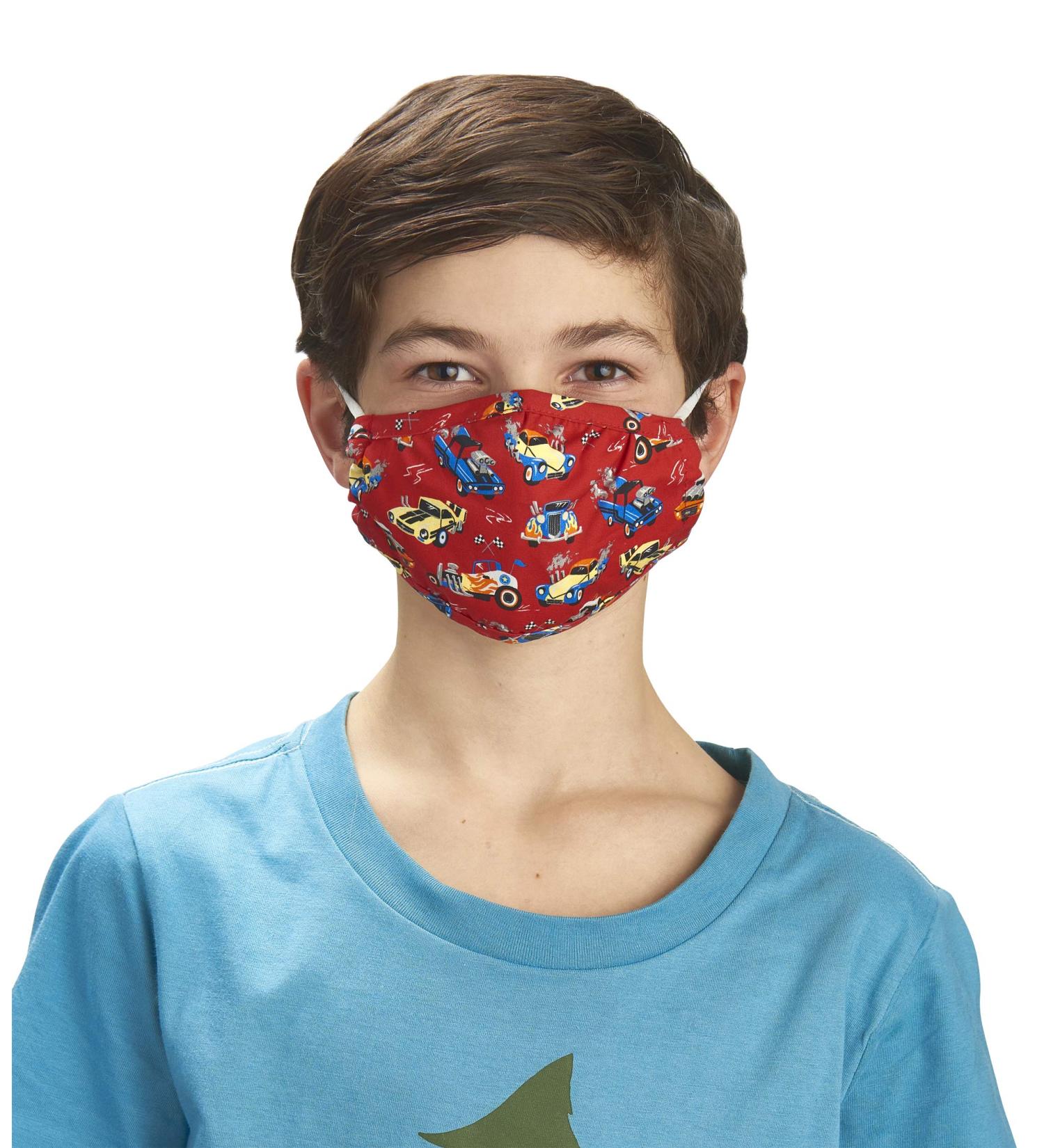 Hatley Unisex Kinder Double Layer Face Mask | Hot Rods Design | Comfortable Ear Elastic | Ideal for Kids - Buy Online on GoSupps.com