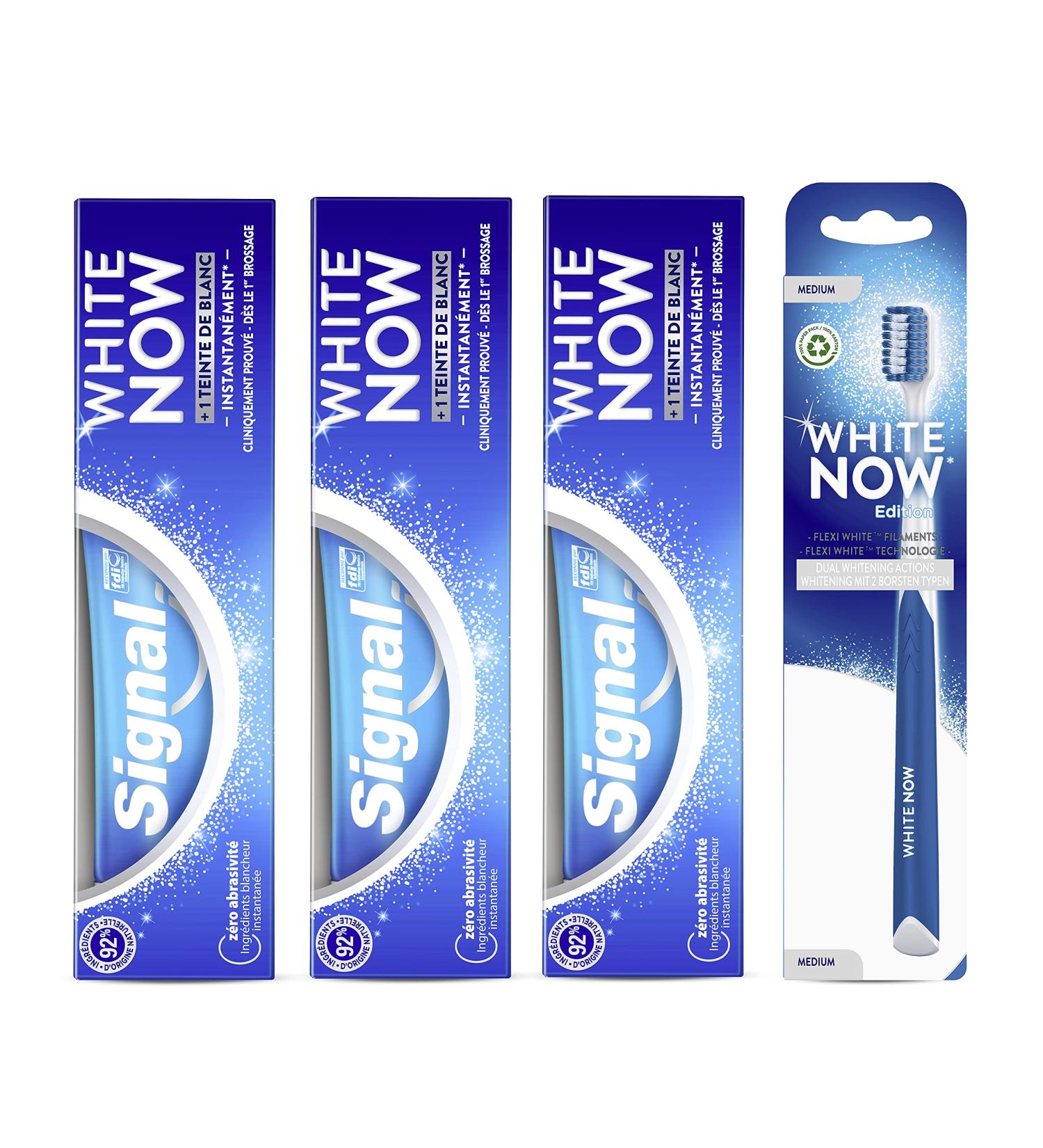 Buy Signal White Now Dental Care Set - 3 Toothpastes & 1 Toothbrush for Instant Whiter Smile - Best Tooth Whitening Solution Internationally - Buy Online on GoSupps.com