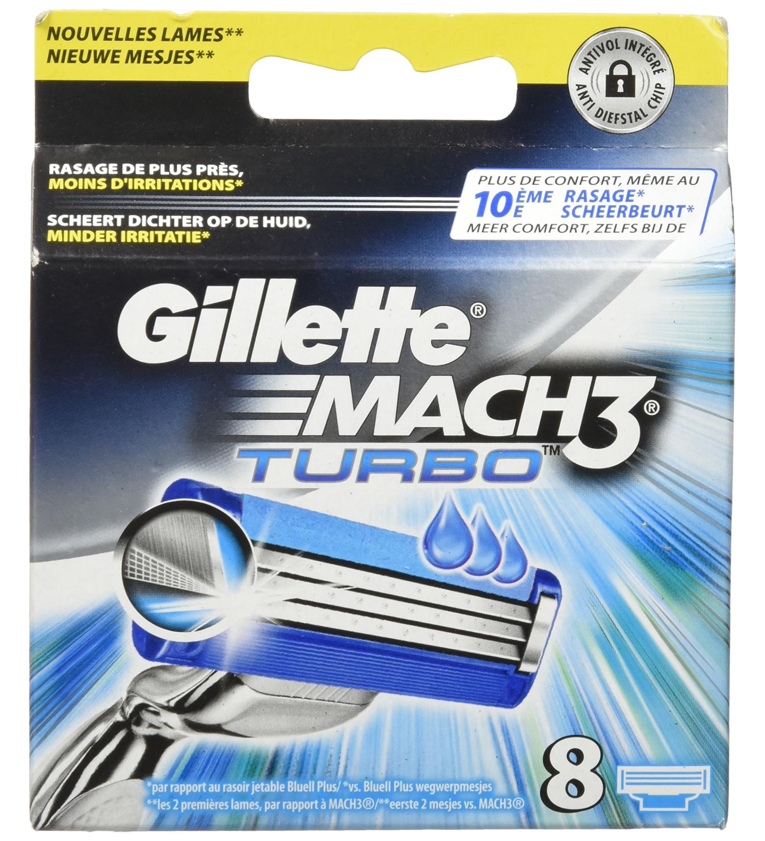 Buy Gillette Mach3 Turbo Razor Blades for Men - Fast Worldwide Shipping | Top Quality Shaving Supplies - Buy Online on GoSupps.com