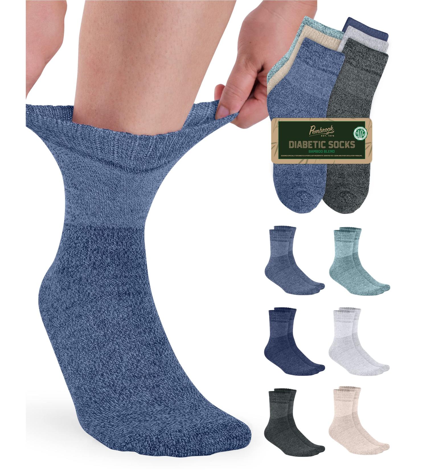 Bamboo Diabetic Neuropathy Socks - 6 Pairs for Women & Men | Size 6-9 and 9-11 | Comfortable Bamboo Material | Black White Beige Aqua Blue Navy - Buy Online on GoSupps.com
