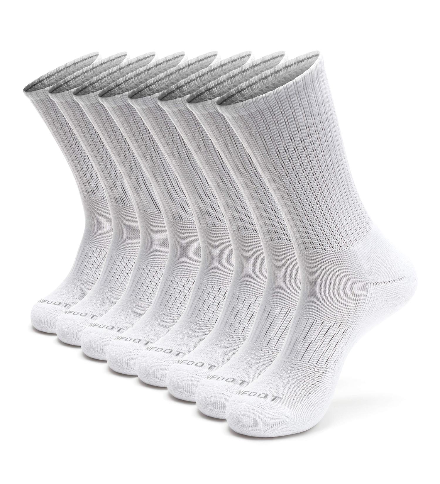 MONFOOT Solid White Crew Socks 8 Pack - Men's and Women's Athletic Cushioned Socks (Medium) - Buy Online on GoSupps.com