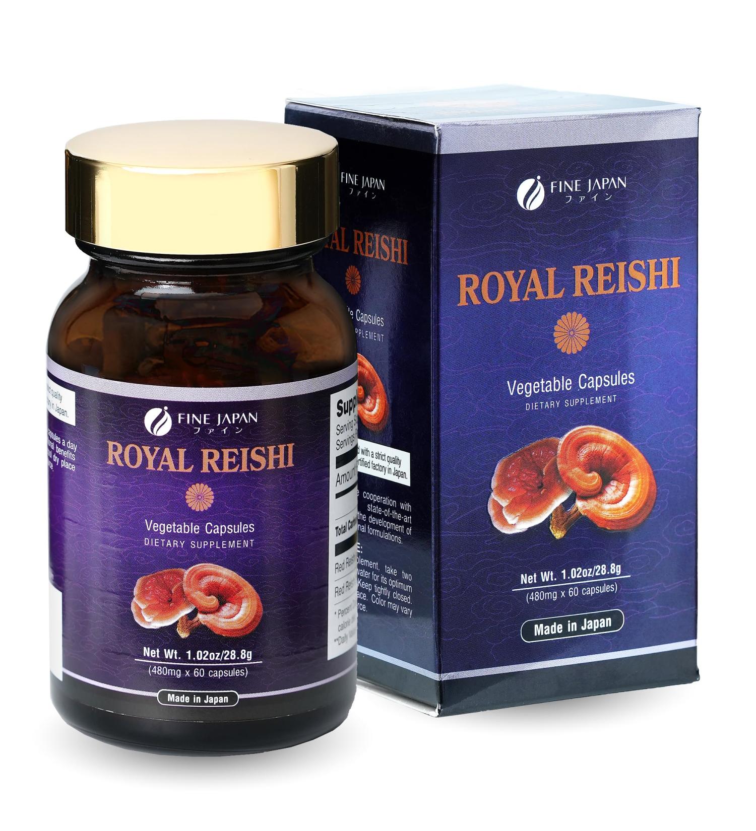 FINE JAPAN Organic Reishi Mushroom Capsules-Organic Mushroom Extract Supplement to Boost Your Immune System Health Dynamic Mushroom - 60 Capsules - Buy Online on GoSupps.com