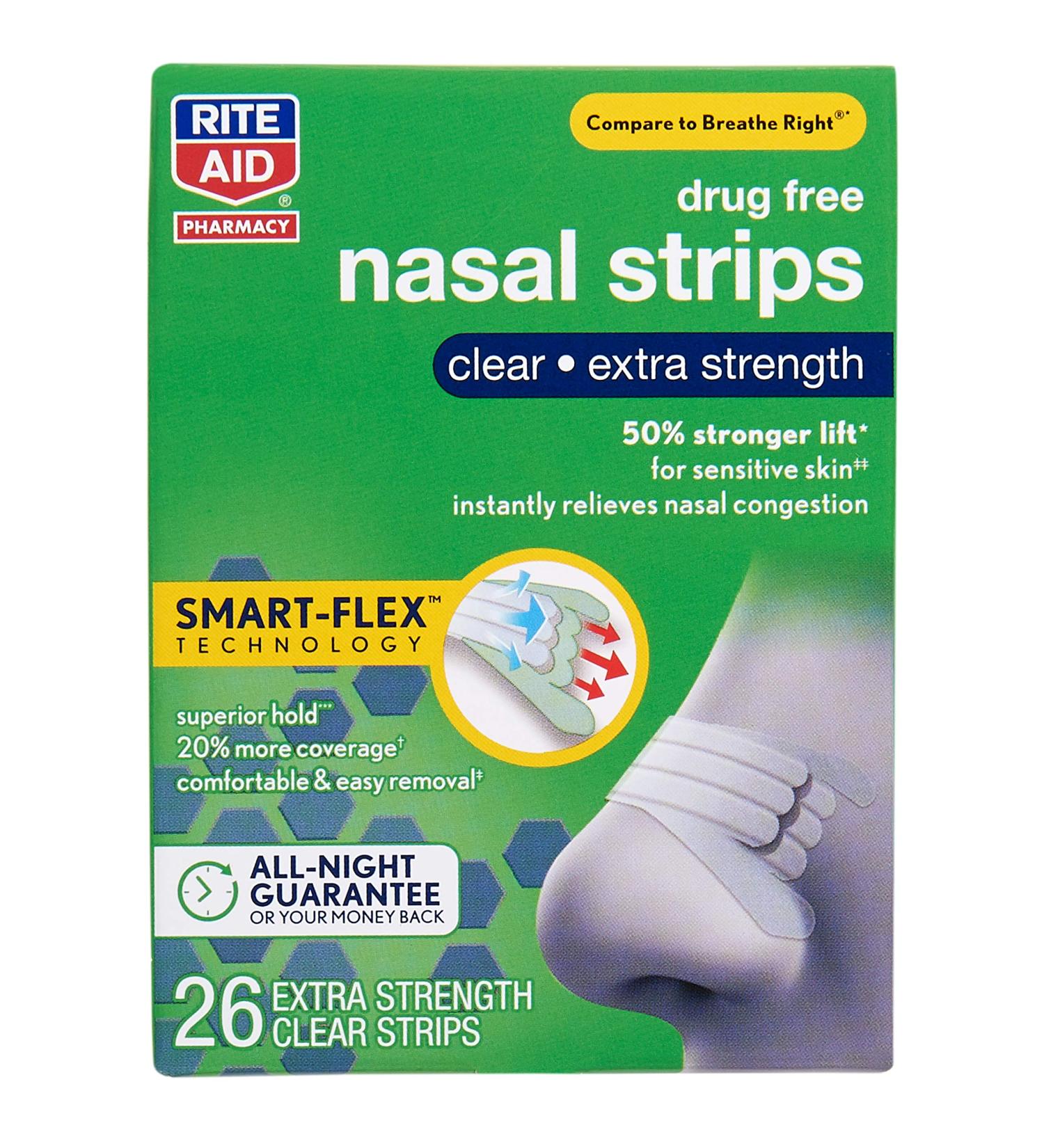Rite Aid Extra Strength Nasal Strips - 26 Count | Effective Snoring Aid & Congestion Relief | International Shipping Available - Buy Online on GoSupps.com