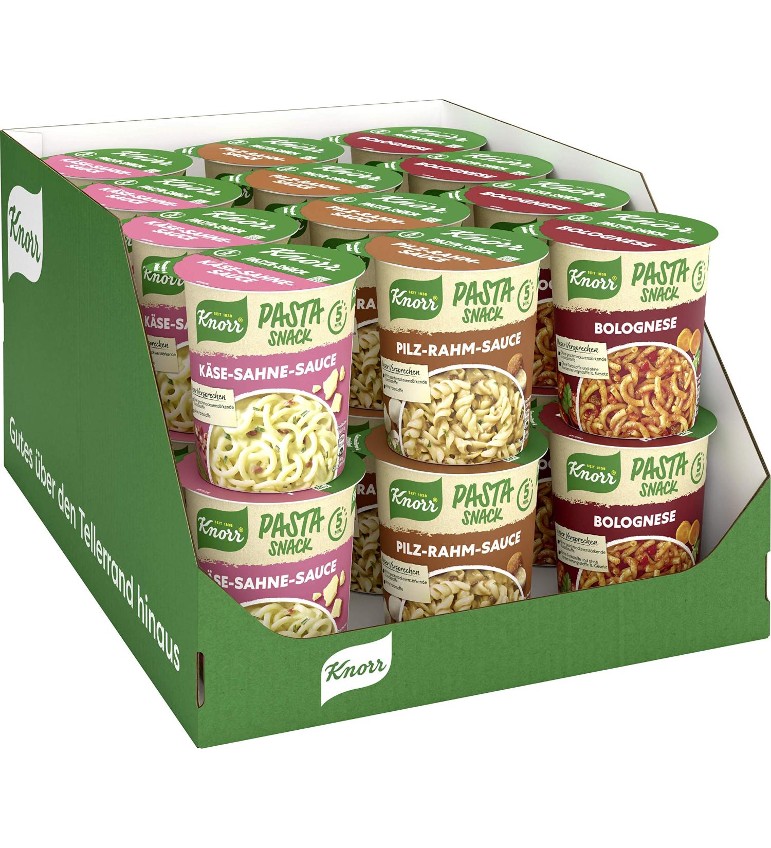Knorr Pasta Snack - Bolognese Cheese Cream & Mushroom Cream Sauce | 24 Instant Pasta Cups | Ready in 5 Minutes - Buy Online on GoSupps.com