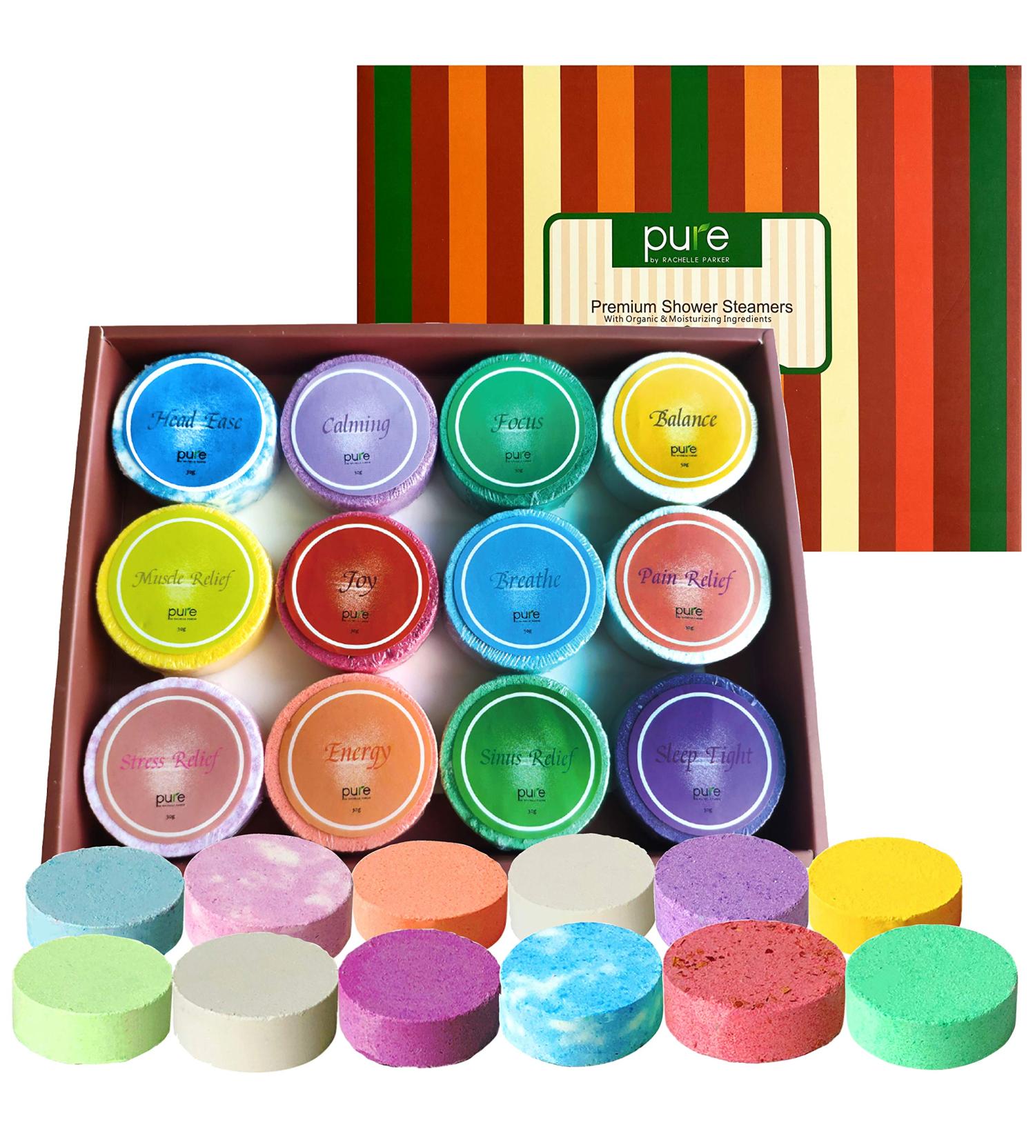 Aromatherapy Shower Steamers Gift Set - 12 Therapeutic Shower Bombs with Essential Oils | Long Lasting Vapor Tablets for Home Spa Therapy - Buy Online on GoSupps.com