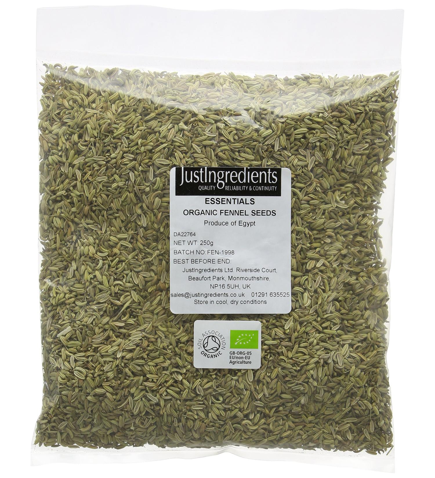 JustIngredients Essentials Organic Fennel Seeds 250g 250 g - Buy Online on GoSupps.com