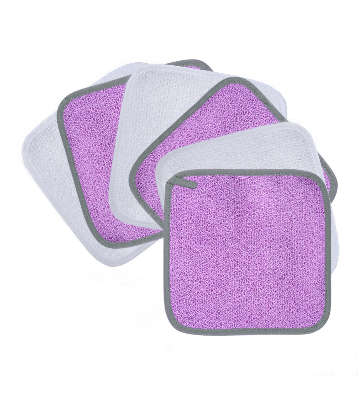 Polyte Premium Microfiber Die-Up Cloths - Hypoallergenic & Chemical-Free | 6 Pack (20x20 cm Purple & White) - Ideal for Eco-Friendly Cleaning - Buy Online on GoSupps.com