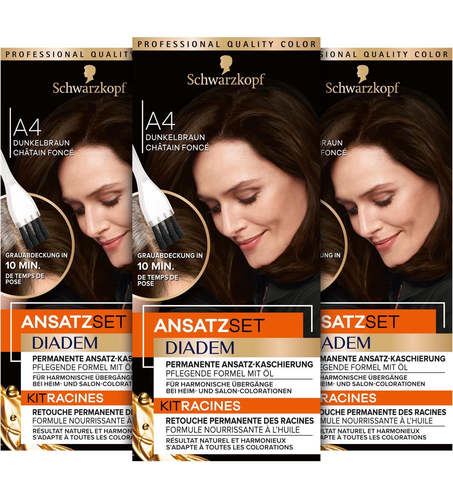  Diadem Diadem Root Touch-Up Kit A4 Dark Brown Level 3 (22 ml) permanent hair color to conceal roots in just 10 minutes root color with nourishing oil formula - Buy Online on GoSupps.com