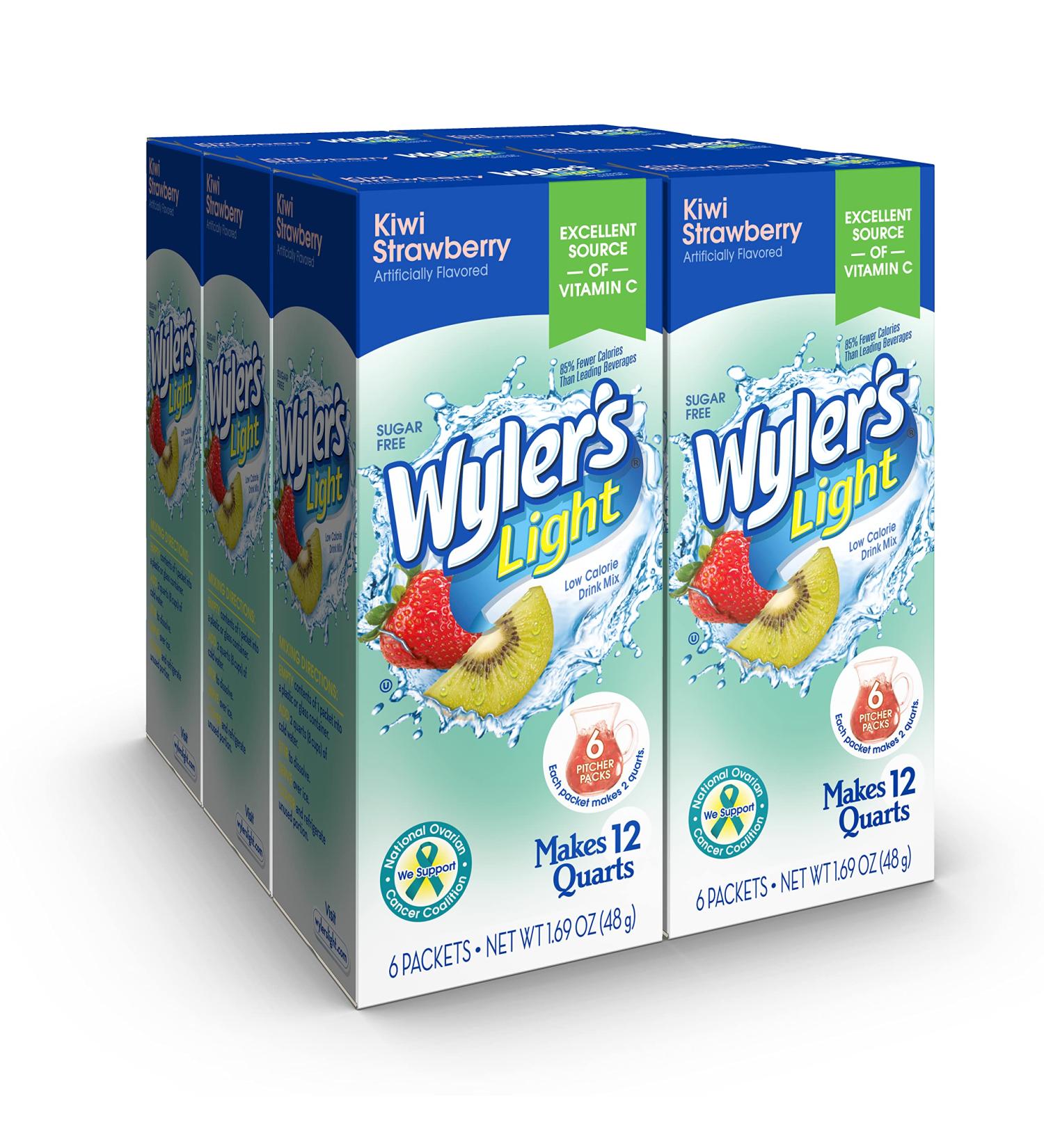 Wyler's Light Kiwi Strawberry Pitcher Packs - 6 Boxes (36 Packets) - New Recyclable Formula - Buy Online on GoSupps.com