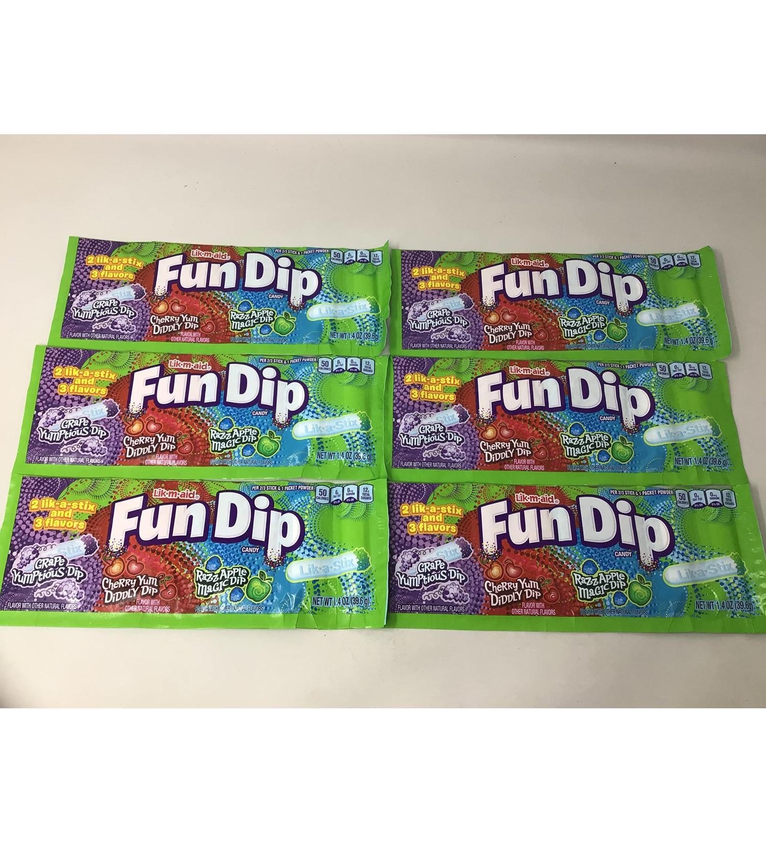 Fun Dip 3 Flavor Pack - RazzApple, Cherry, and Grape - 1.4 oz Packs (Pack of 6) - Buy Online on GoSupps.com