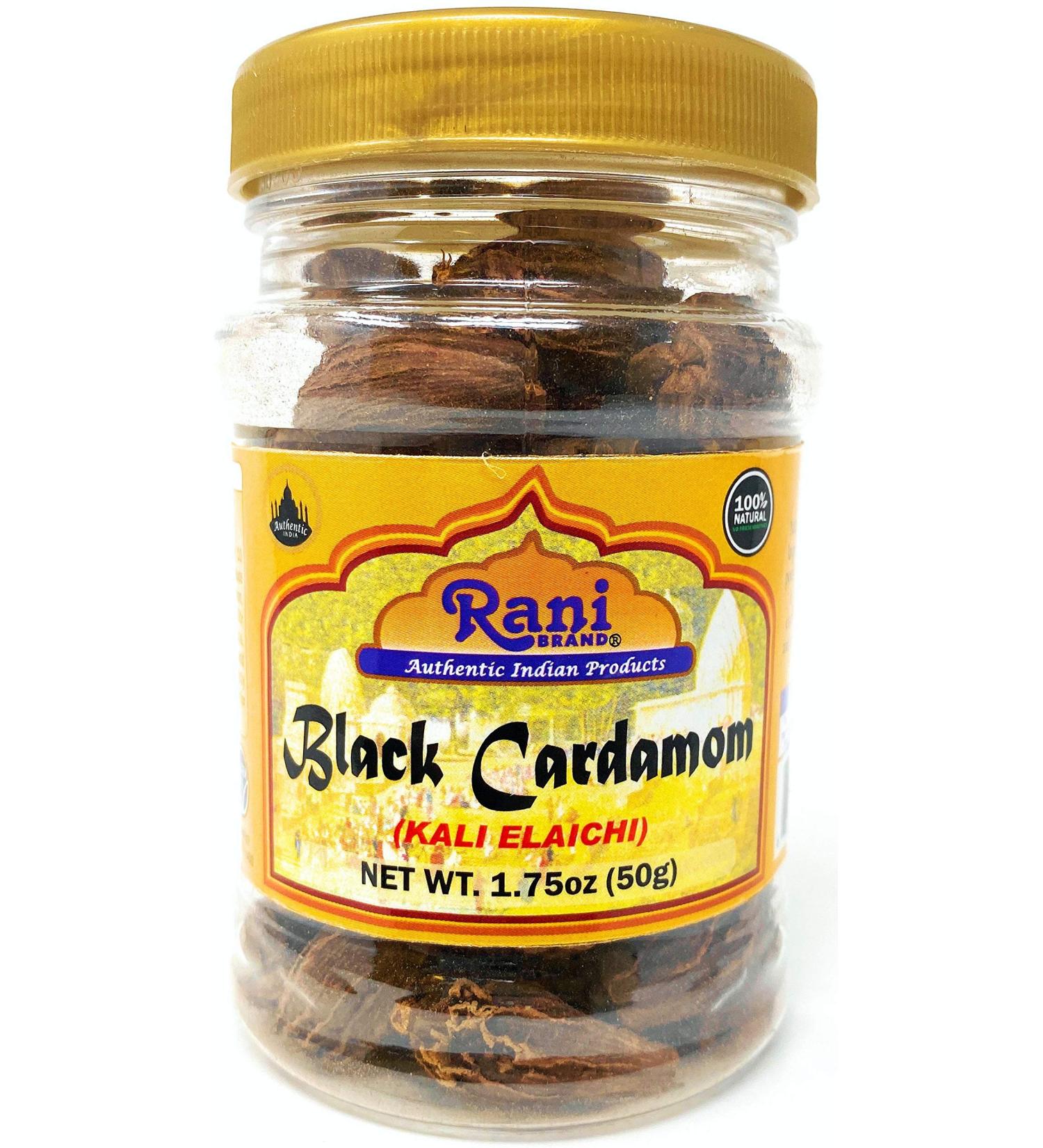 Rani Black Cardamom Pods - 1.75oz PET Jar | Indian Whole Spice | All Natural, Vegan, Non-GMO | Smokey Flavor | Bach Dan Khau | Gluten Friendly - Buy Online on GoSupps.com