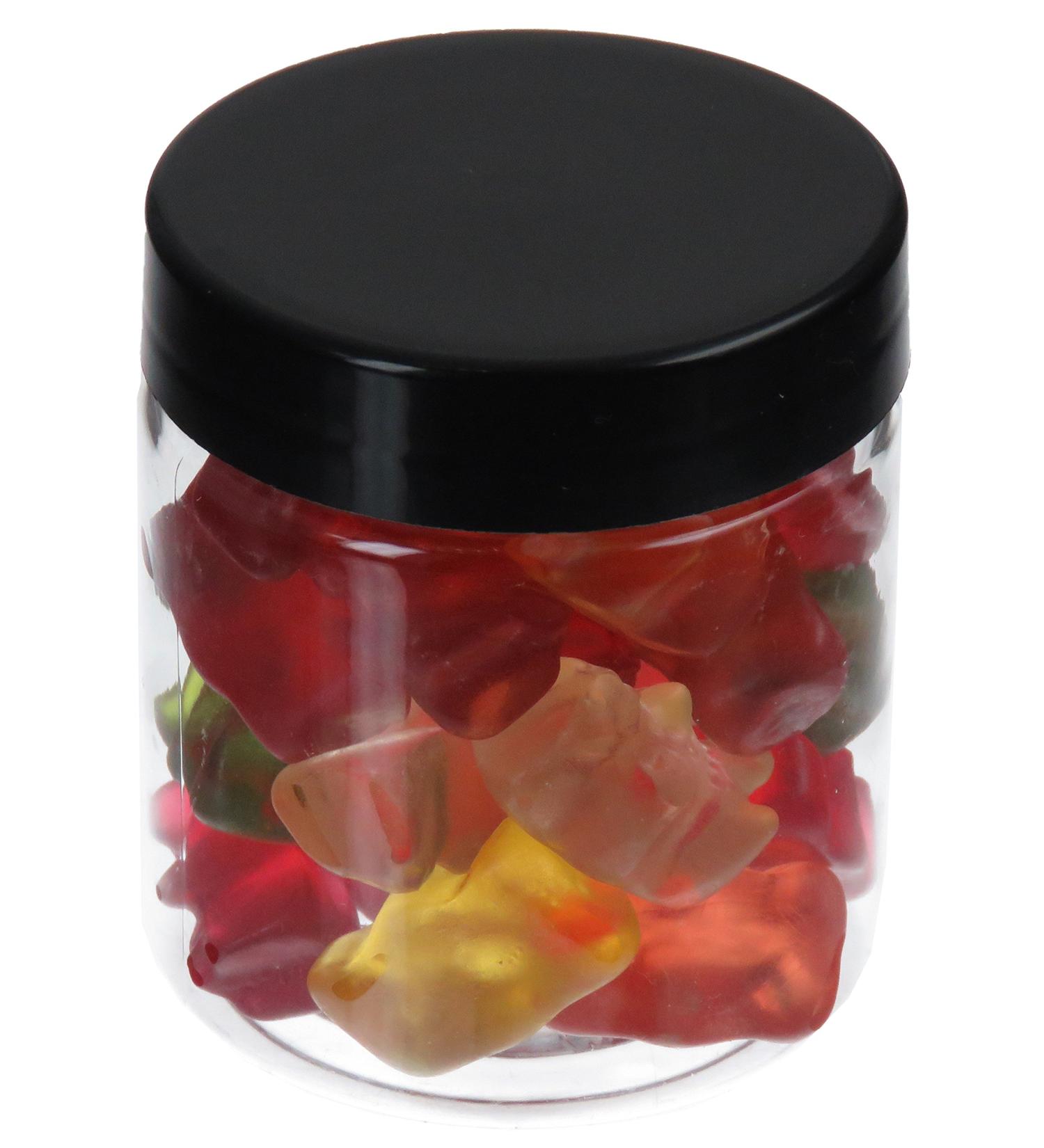 Pohli 75 ml PET jar transparent with black plastic lid 30 pieces
