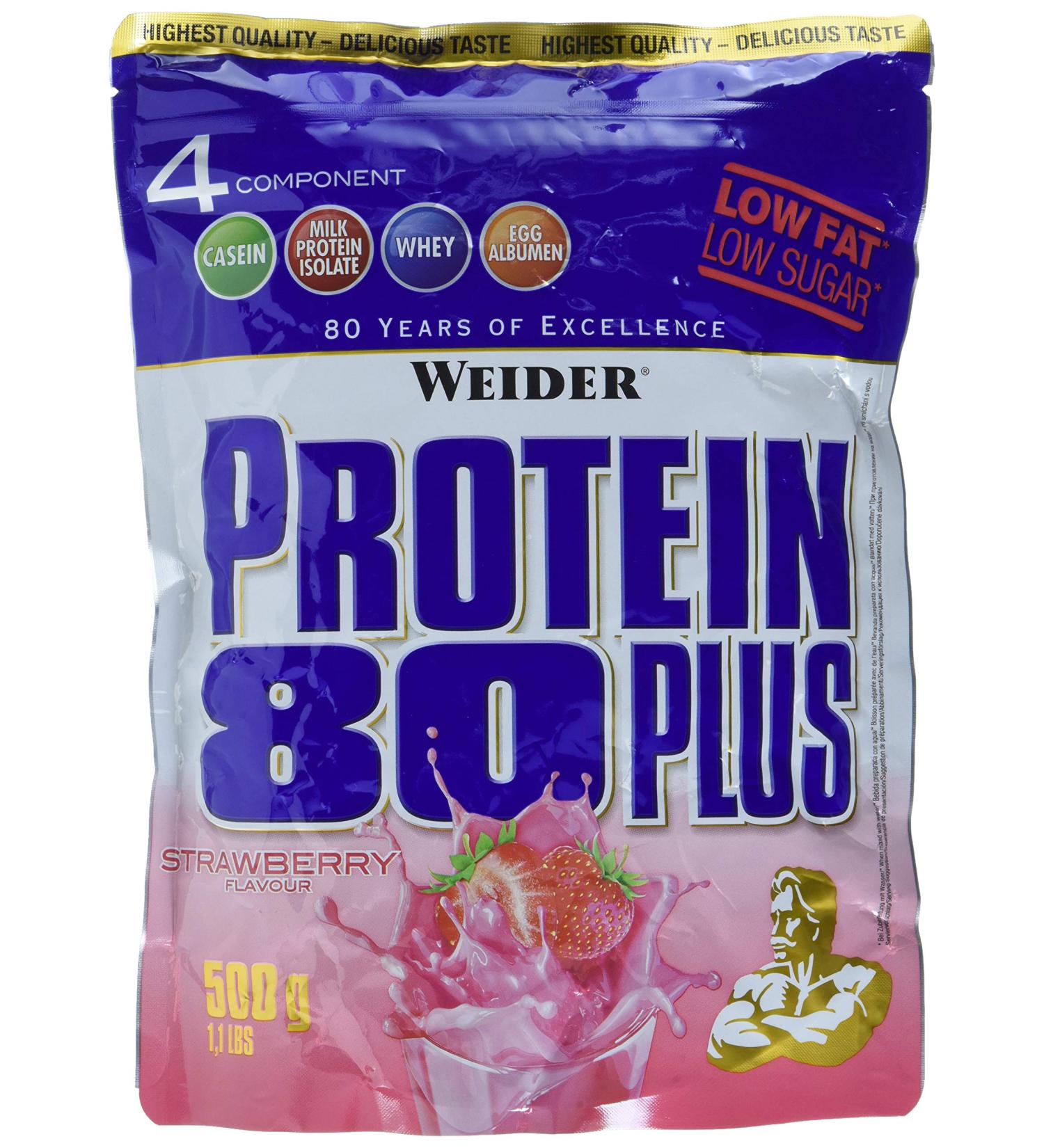 Weider Protein 80 Plus 2-Pack (2 x 500g) Strawberry - High Quality Protein for Optimal Performance - Buy Online on GoSupps.com
