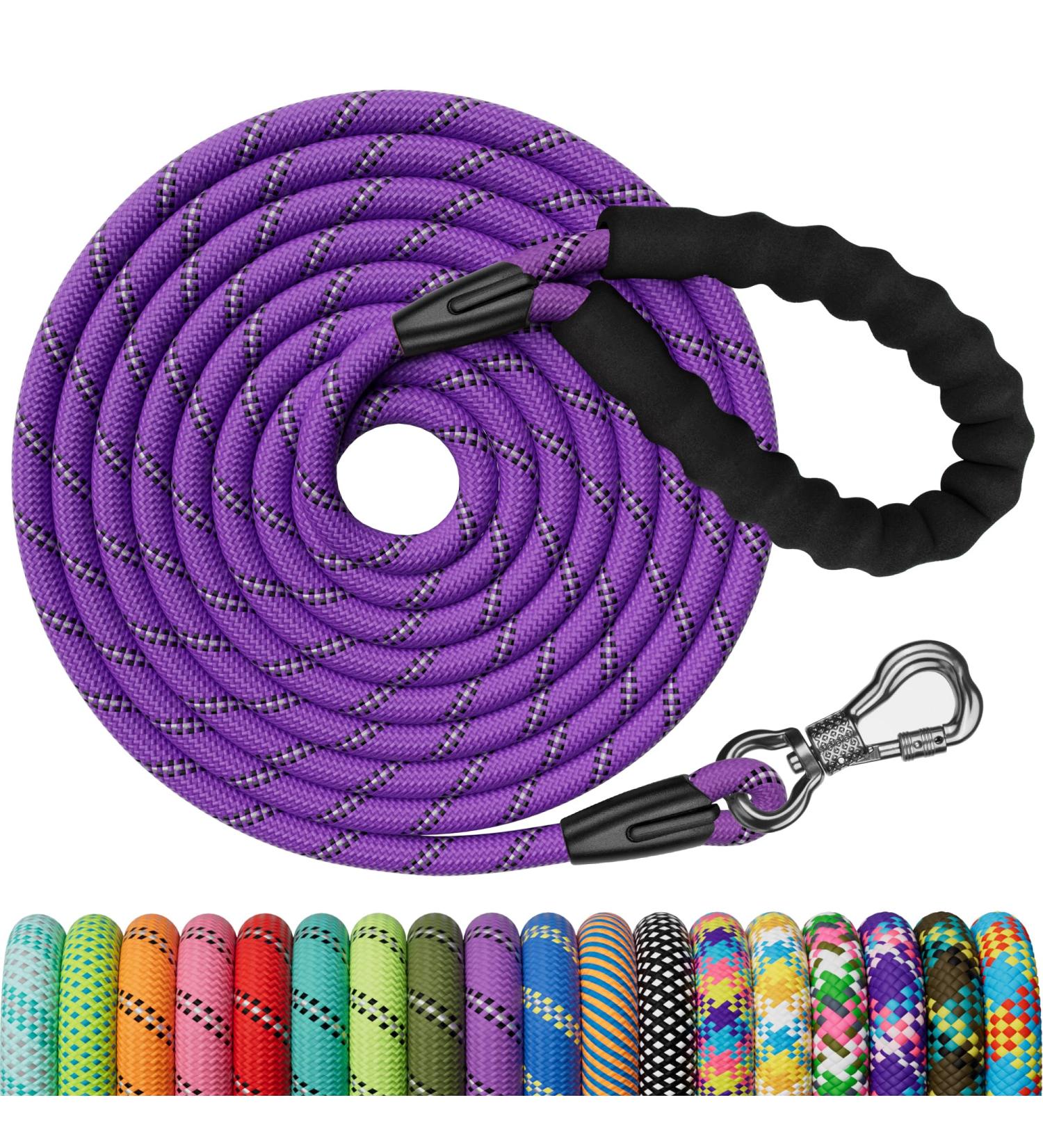 X XBen 15m Thick Dog Leash - Comfortable Padded Handle Training Line for Small & Medium Dogs Lockable Carabiner Purple - Buy Online on GoSupps.com