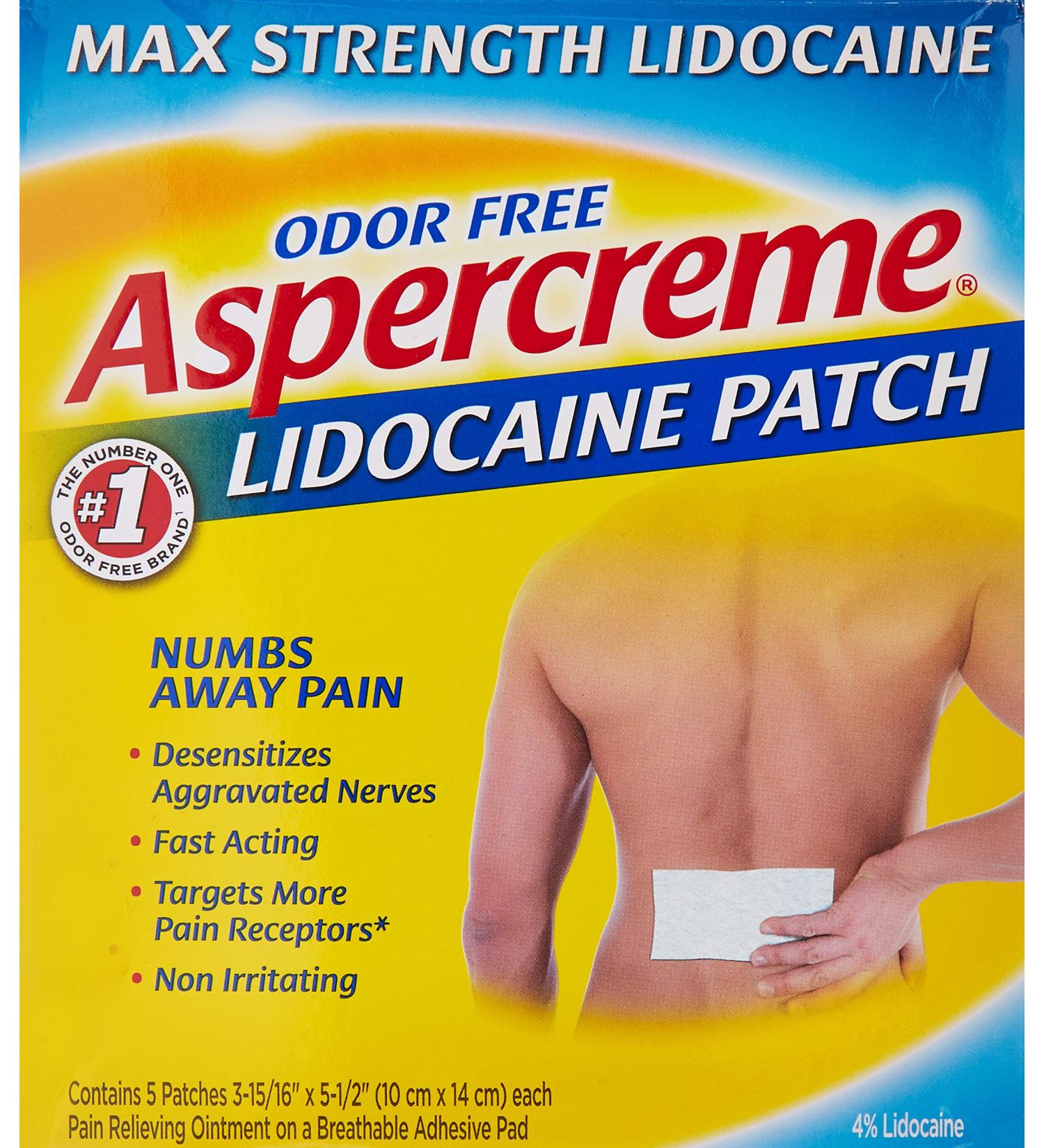 Aspercreme Max Strength Lidocaine Patch 5 Count - 3.94 x 5.5-Inch - Buy Online on GoSupps.com