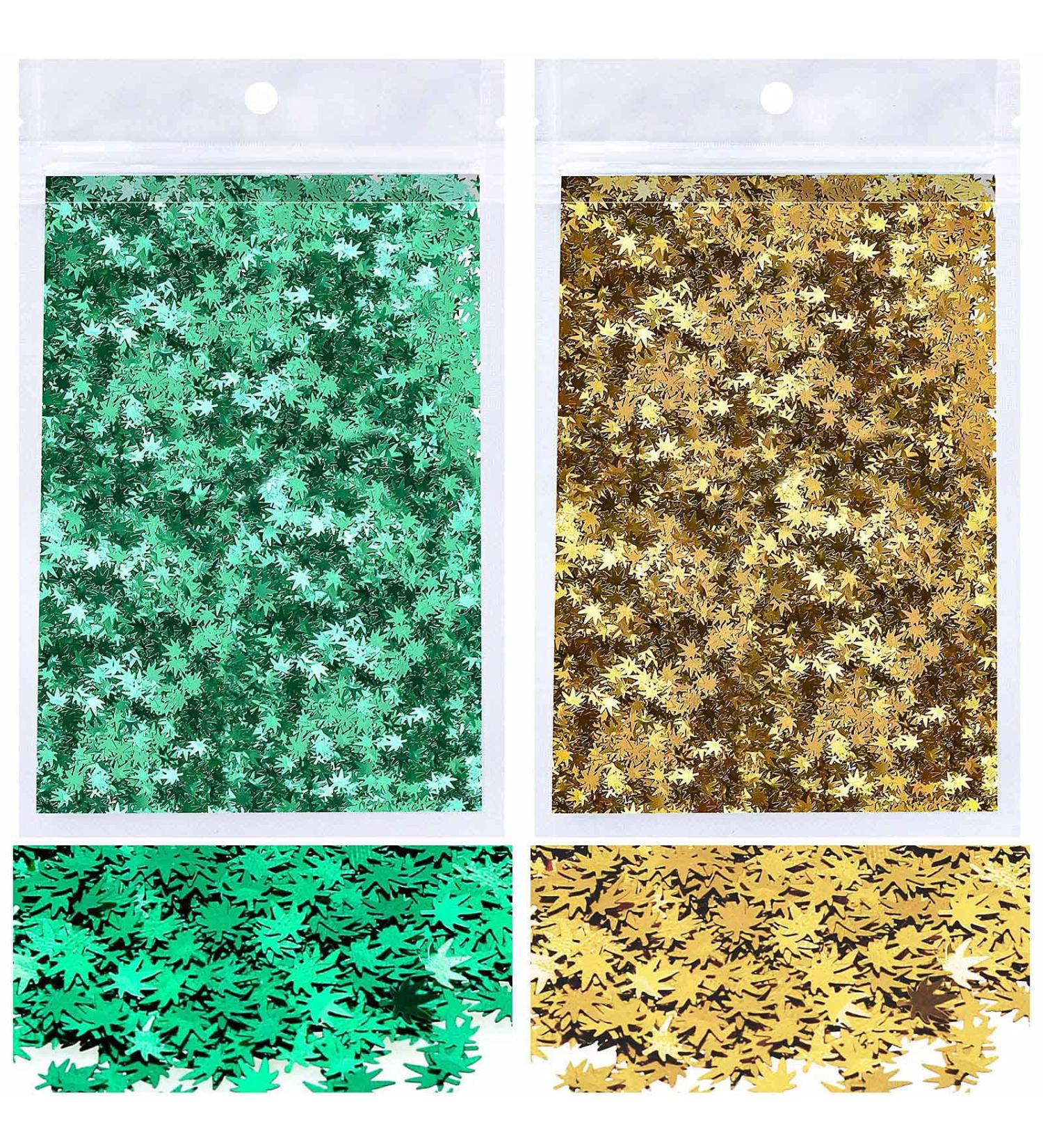 40g Weed Leaf Confetti: 2 Bags Marijuana Glitter for Beauty, Nail Art & DIY Decoration - Buy Online on GoSupps.com