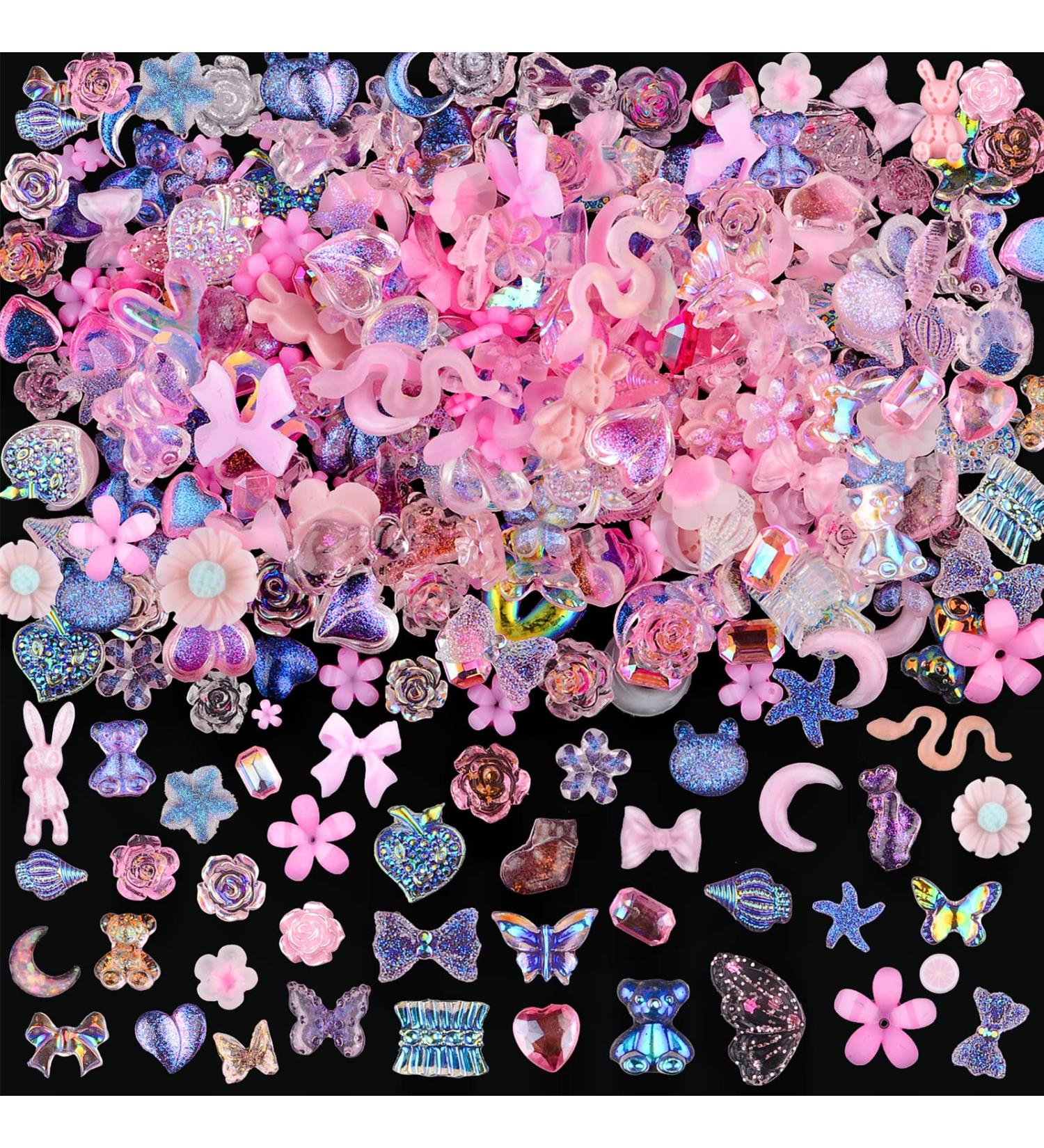 Kikonoke 100 Pieces 3D Resin Animal Nail Charms in Pink - Nail Art Rhinestones and Pearls for DIY Decoration - Buy Online on GoSupps.com