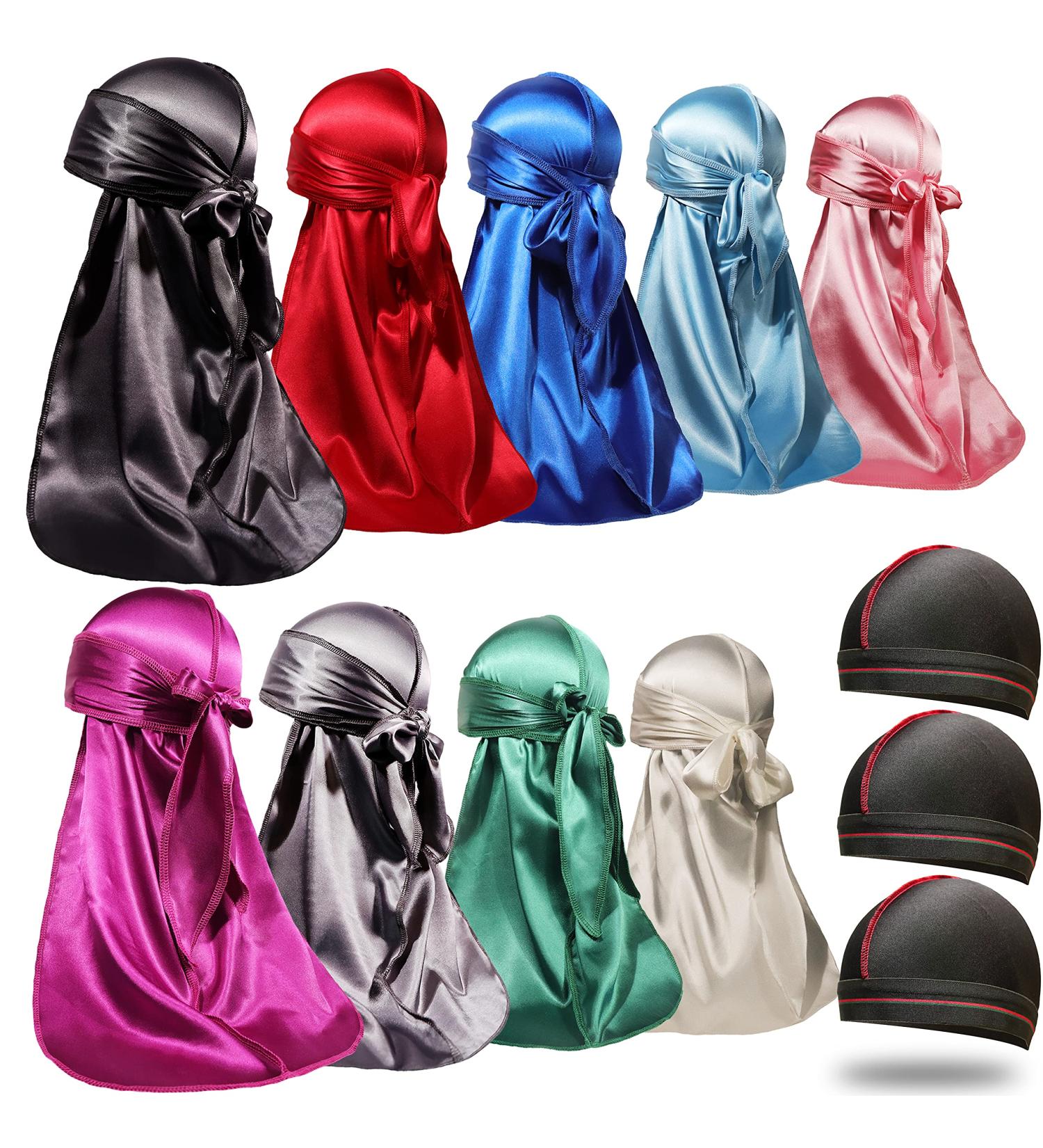 ForceWave 12-Piece Silky Satin Durag Set for 360 Waves - Unisex - 12 Colors - Buy Online on GoSupps.com