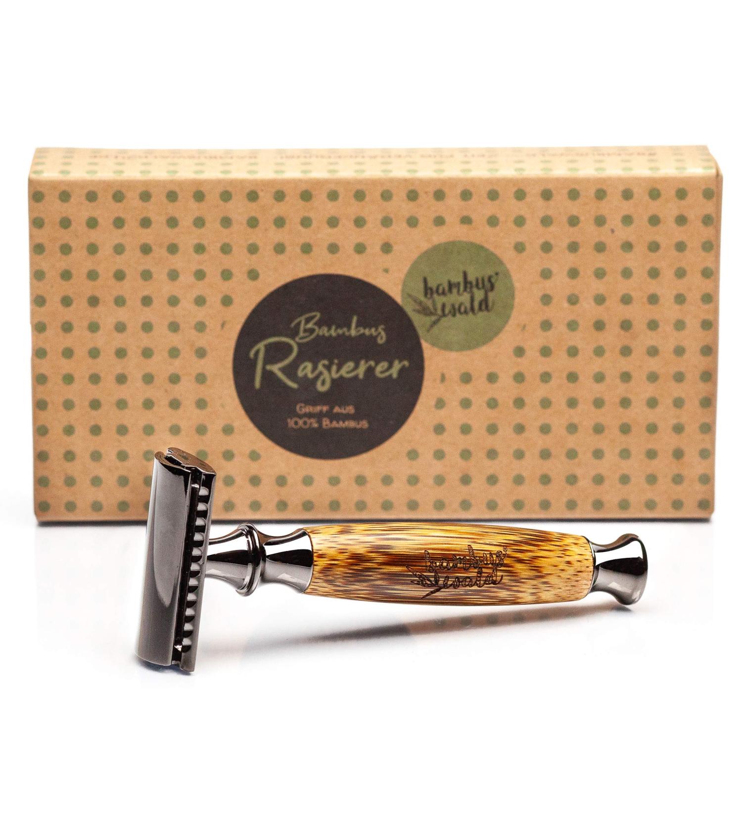 Eco-Friendly Bambuswald Wet Razor for Men - Sustainable Bamboo Razor for Beard Care | Skin-Friendly Shaving with Interchangeable Blades - Buy Online on GoSupps.com