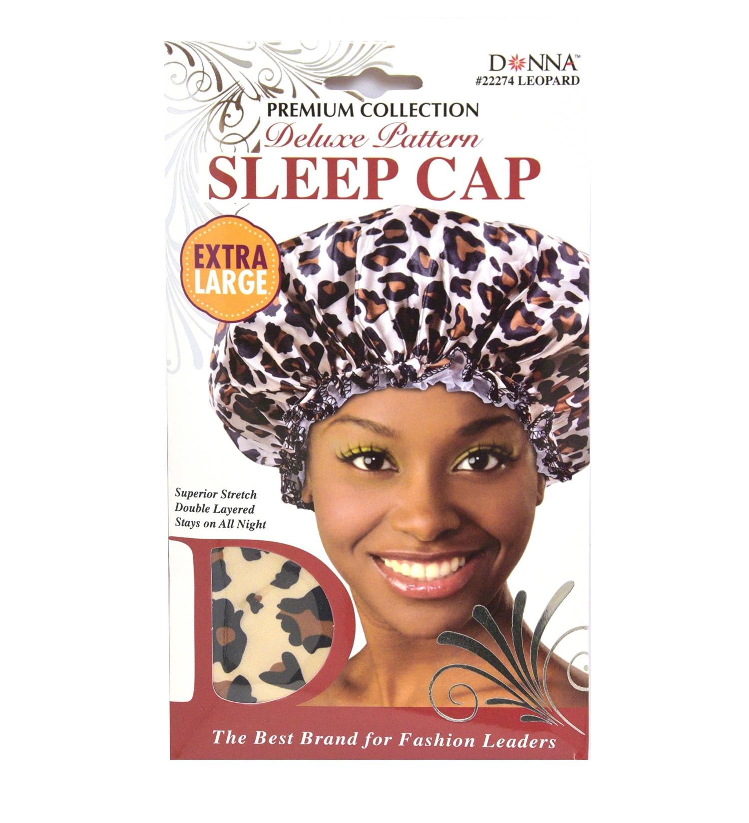 Donna Collection Premium Deluxe Pattern Extra Large Sleep Cap  Leopard Pattern