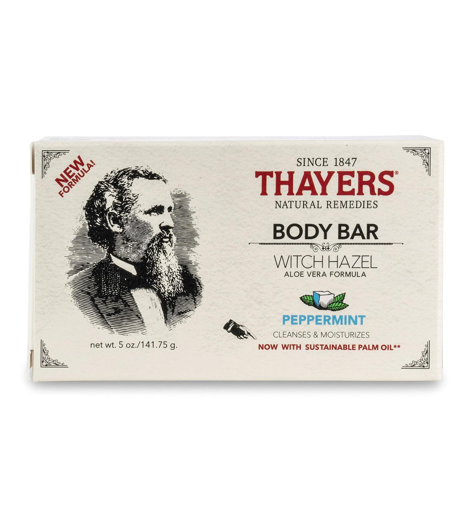THAYERS Witch Hazel Body Bar - Peppermint 5oz | Natural Skin Care - Buy Online on GoSupps.com