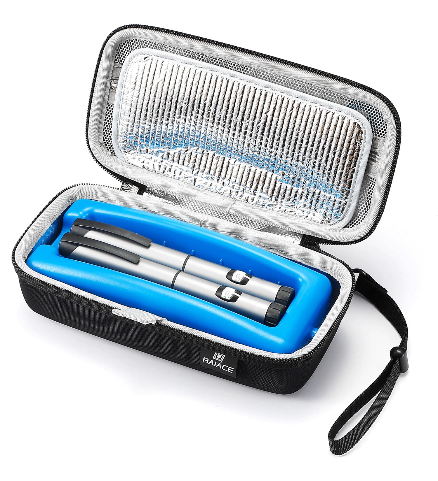 RAIACE Insulin Pen Carrying Case with Ice Brick - Portable Cooler Bag for Diabetes | Protective Case with Mesh Pocket for Accessories - Buy Online on GoSupps.com