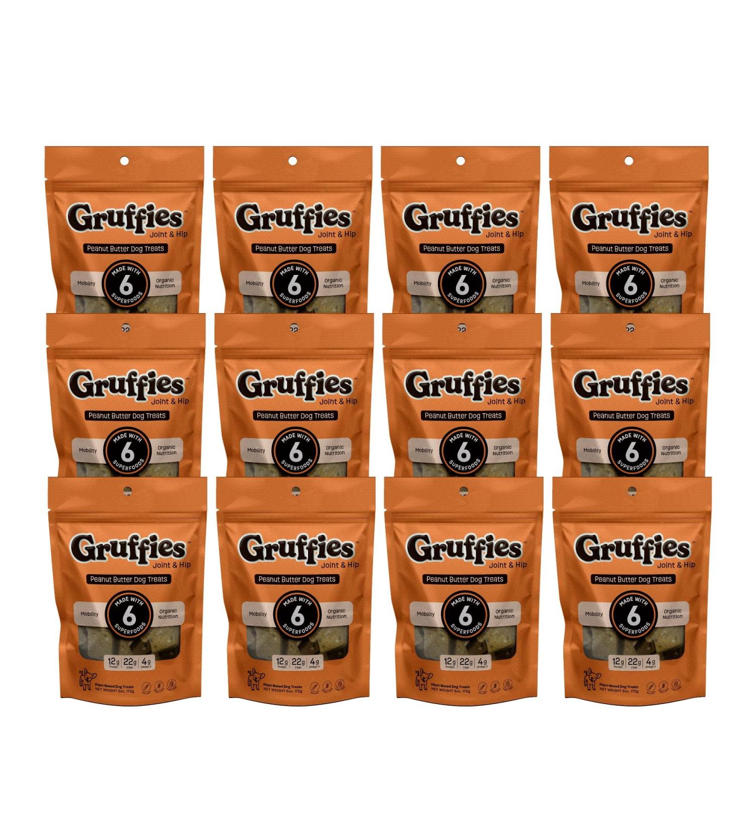 Gruffies Joint and Hip Support Peanut Butter Dog Treats 170g - Natural Ingredients Made in The USA Supplements for Mobility and Joint Health - Buy Online on GoSupps.com