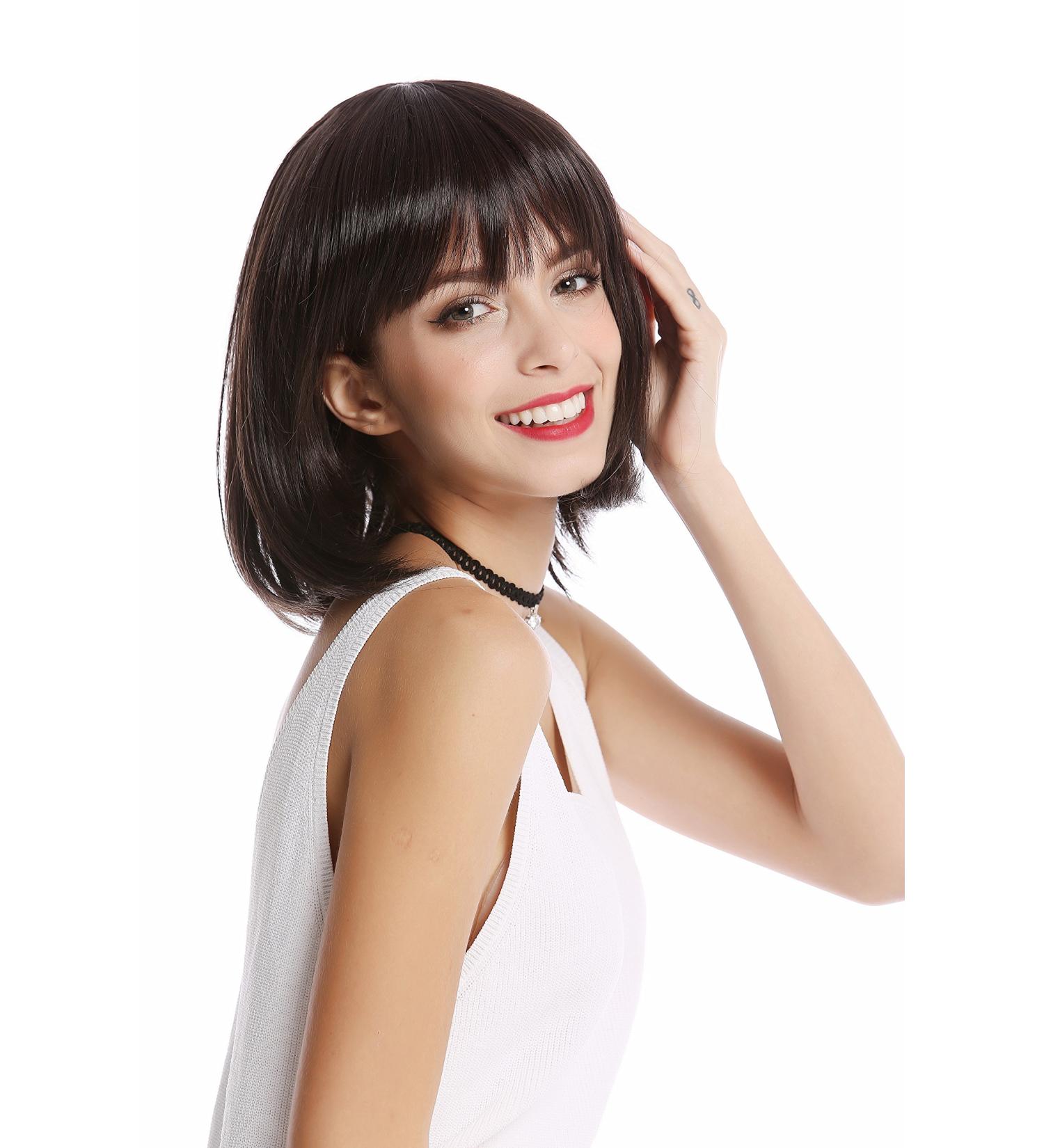 WIG ME UP YZF-4362-4/8 - Dark Brown Mix Long Bob Wig with Bangs | Ladies' Short Straight Wig for Stylish Looks - International Shipping Available - Buy Online on GoSupps.com