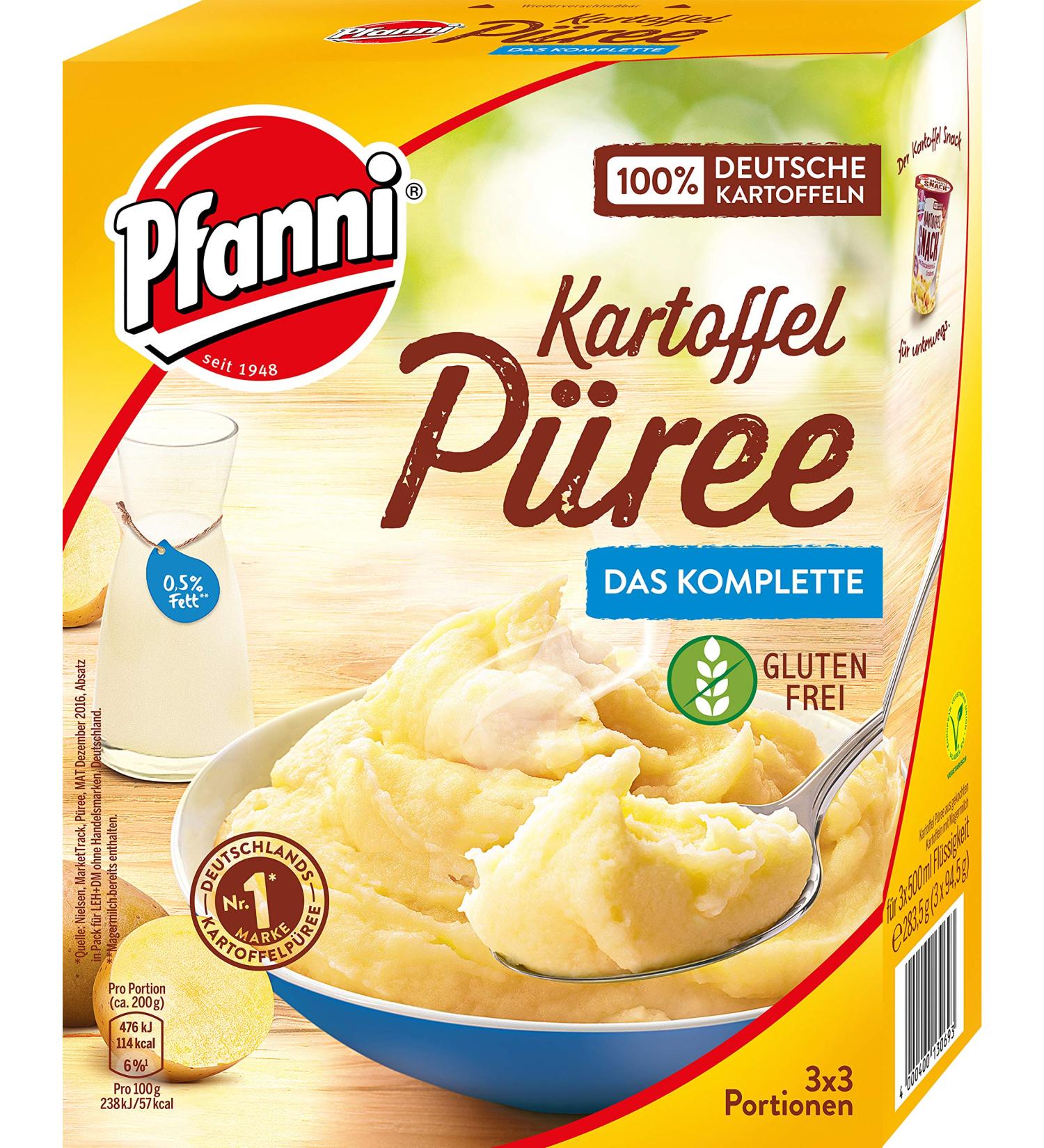 Pfanni Mashed Potatoes with Skimmed Milk - Complete 3x3 Portions (3x94.5g) | Premium Instant Mashed Potatoes for International Shipping - Buy Online on GoSupps.com