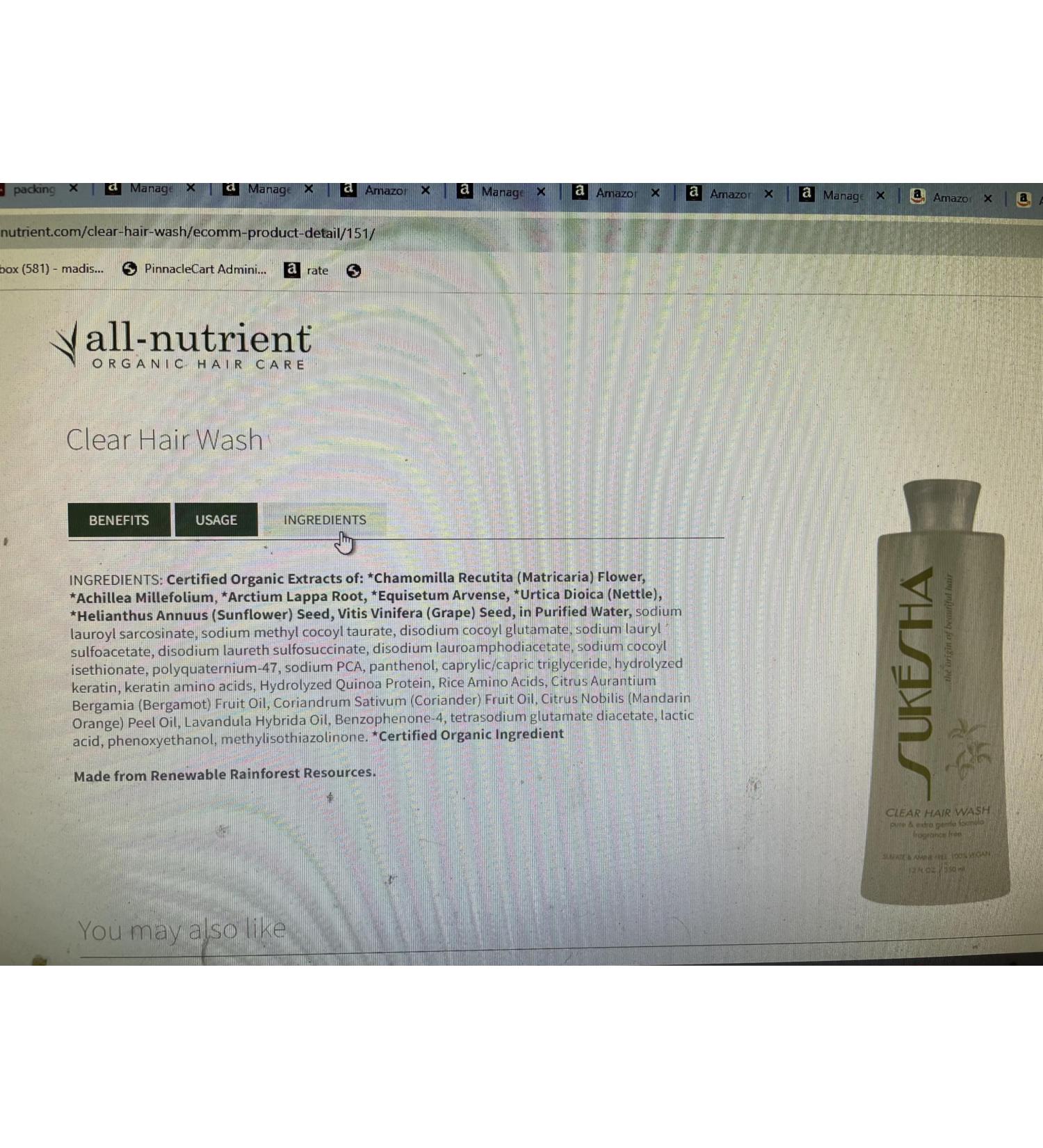 Sukesha Clear Hair Wash 12 Oz