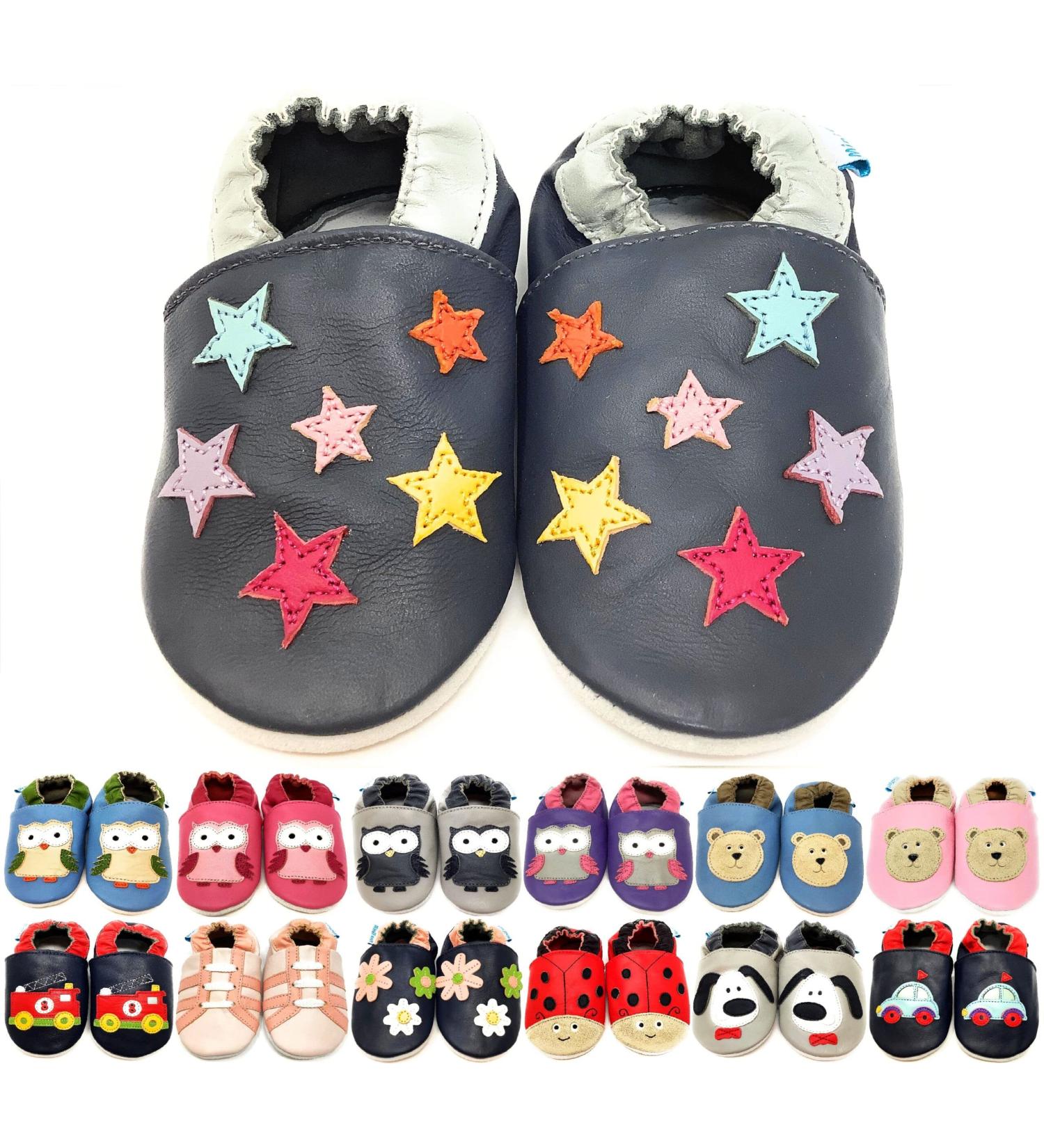 MiniFeet Premium Soft Leather Baby Shoes - Buy 4 Pairs, Get 1 Free! | Toddler Shoes 0-6 Months to 4-5 Years - Little Stars - Buy Online on GoSupps.com