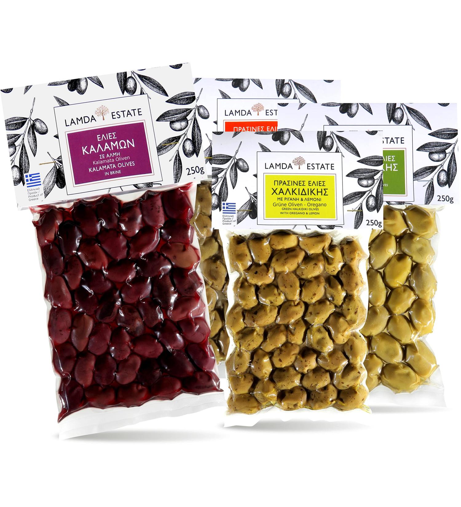 Lamda Estate Fresh Olives Tasting Set - 1Kg Greek Kalamata & Green Olive Package for Authentic Flavor - Buy Online on GoSupps.com