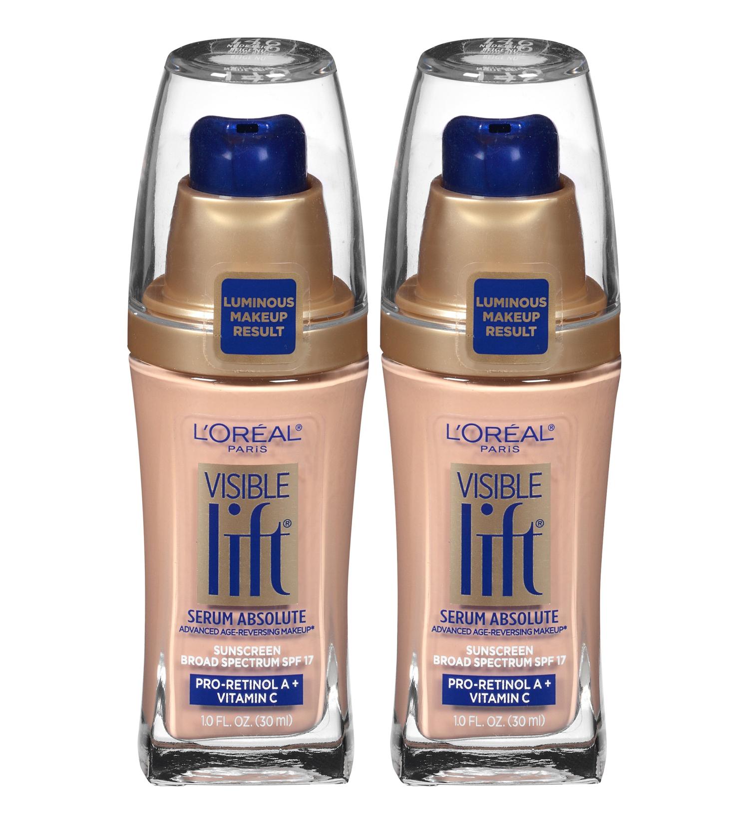 L'Oreal Paris Cosmetics Visible Lift Serum Absolute Foundation Nude Beige 1 Fl Oz (2 Count) 1 Fl Oz (Pack of 2) Nude Beige
