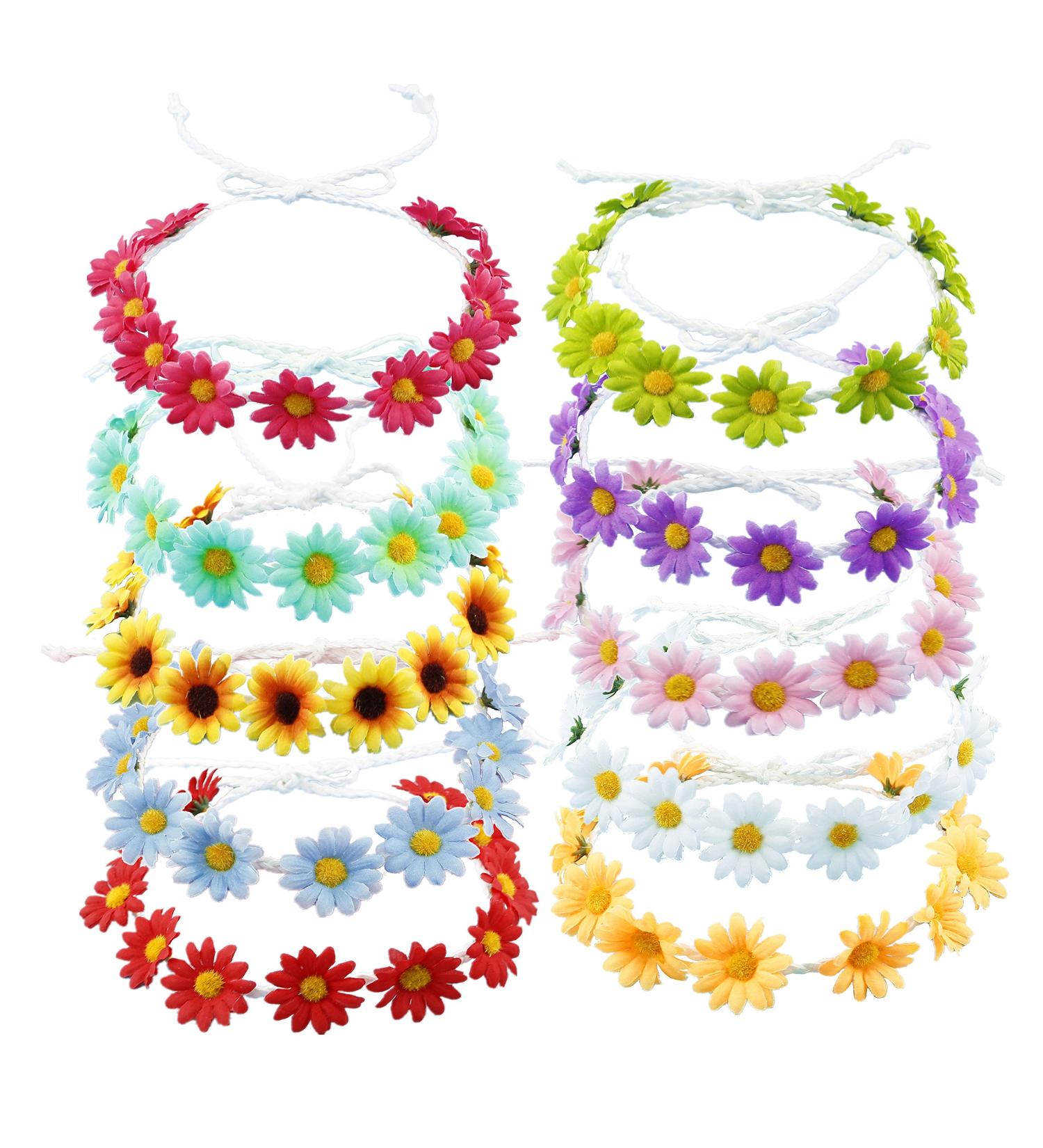 HOPEANT Sunflower Headband Multicolor Flower Crown for Women Girl - Pack of 10 | BHH14-10 - Buy Online on GoSupps.com