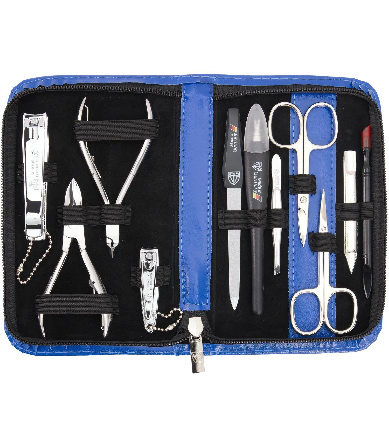 3 Swords Germany Manicure Pedicure Set Kit - Blue Synthetic Leather - Premium Quality by 3 Swords - Buy Online on GoSupps.com
