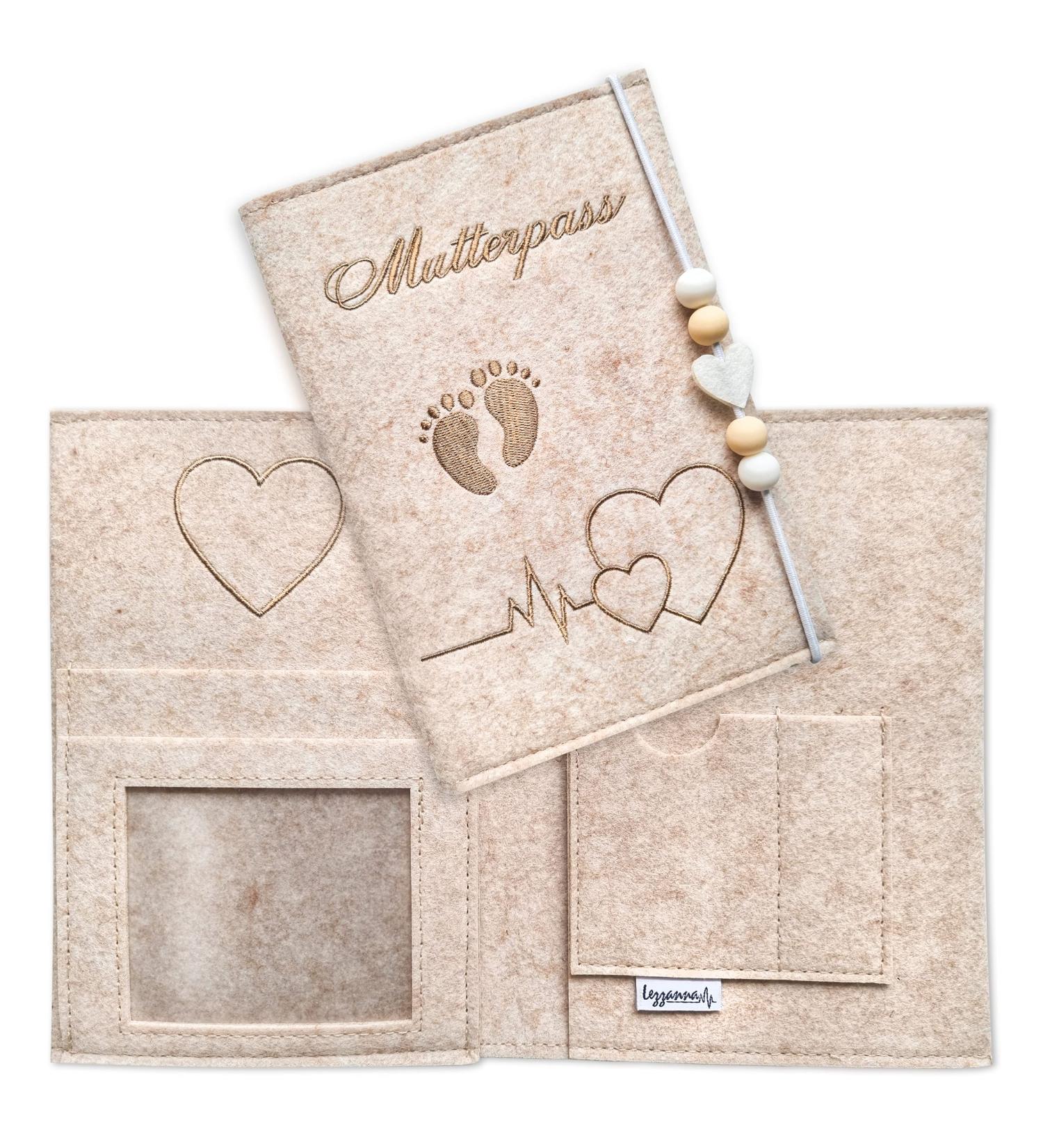 Lezzanna Motherpass Cover - Felt Document Bag for Ultrasound & Pregnancy - 4 Colors Available - Perfect Gift for Moms - Beige Organizer with Multiple Compartments - Buy Online on GoSupps.com