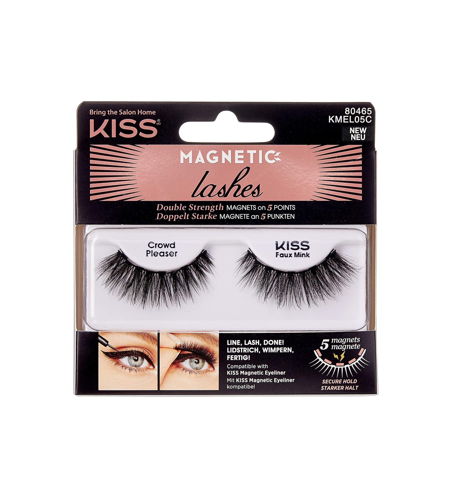 KISS Magnetic Lashes Crowd Pleaser - 1 Pair of Wind Resistant Synthetic False Eyelashes with Double Strength Magnets - Dermatologist Tested, Lasts Up to 16 Hours, Reusable up to 15 Times - Buy Online on GoSupps.com