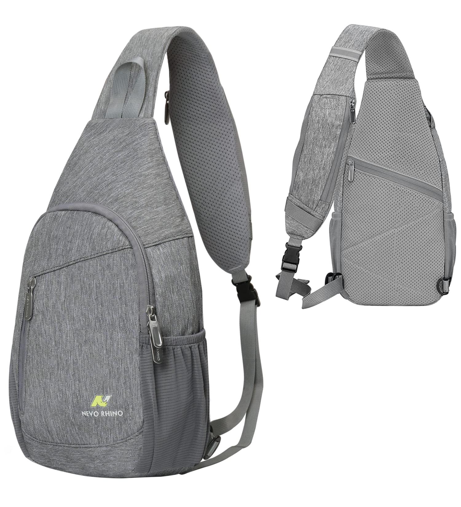 NEVO RHINO Crossbody Sling Bag 2022-Upgrade Light Grey1 - Casual Travel Hiking Chest Bag for Men Women - Buy Online on GoSupps.com