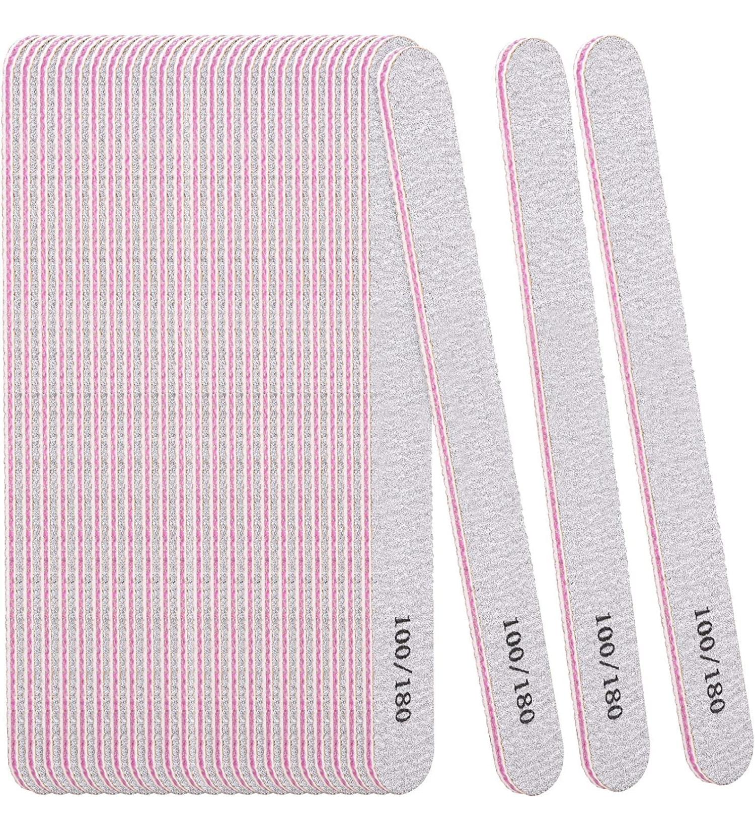 25 Pcs Nail Files 100/180 Grit - Professional Emery Boards for Acrylic & Natural Nails - Buy Online on GoSupps.com