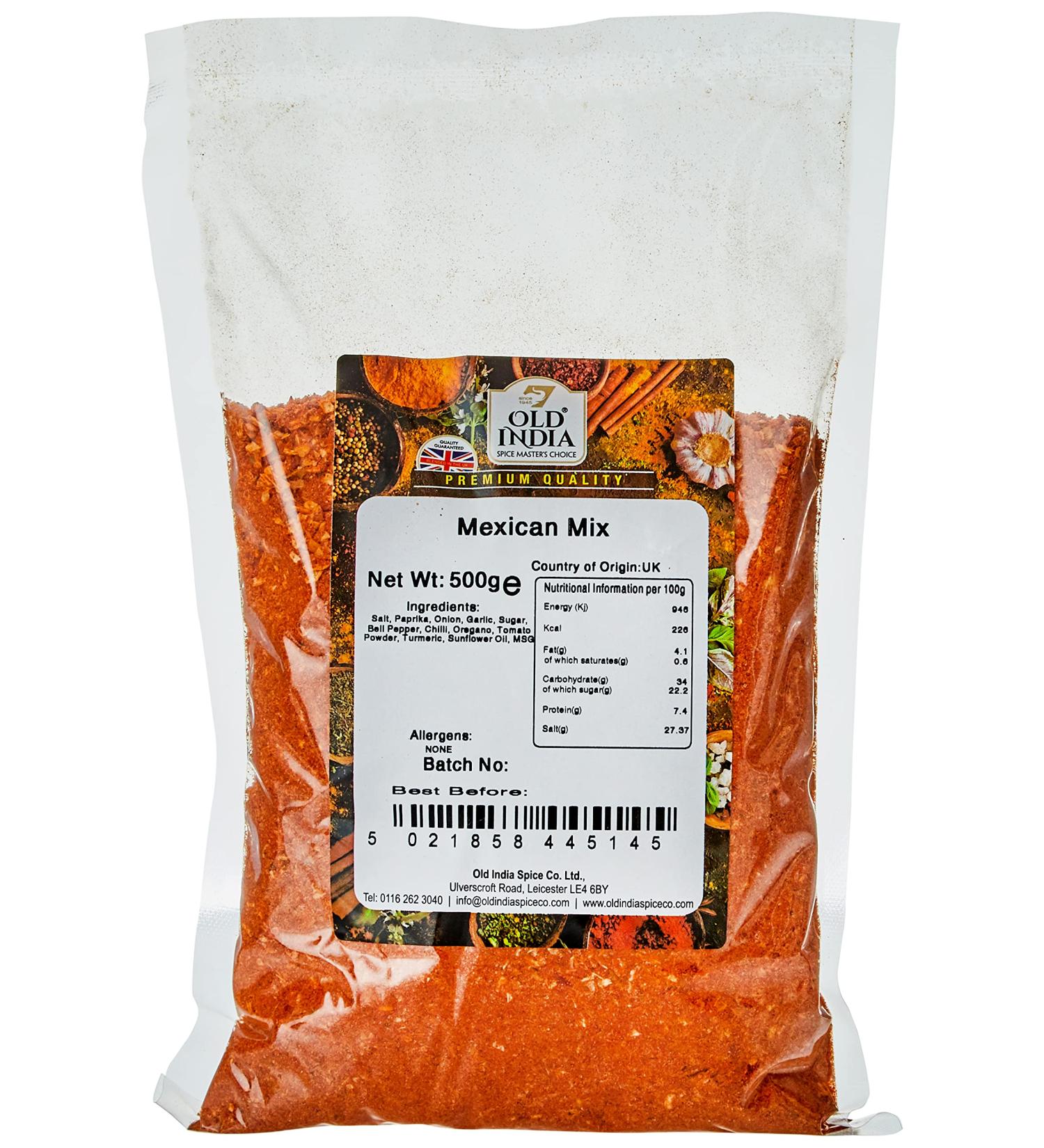 Old India Mexican Mix 500g - Natural Spice Blend (Pack of 1) | Authentic Flavors for Mexican Cuisine - Buy Online on GoSupps.com