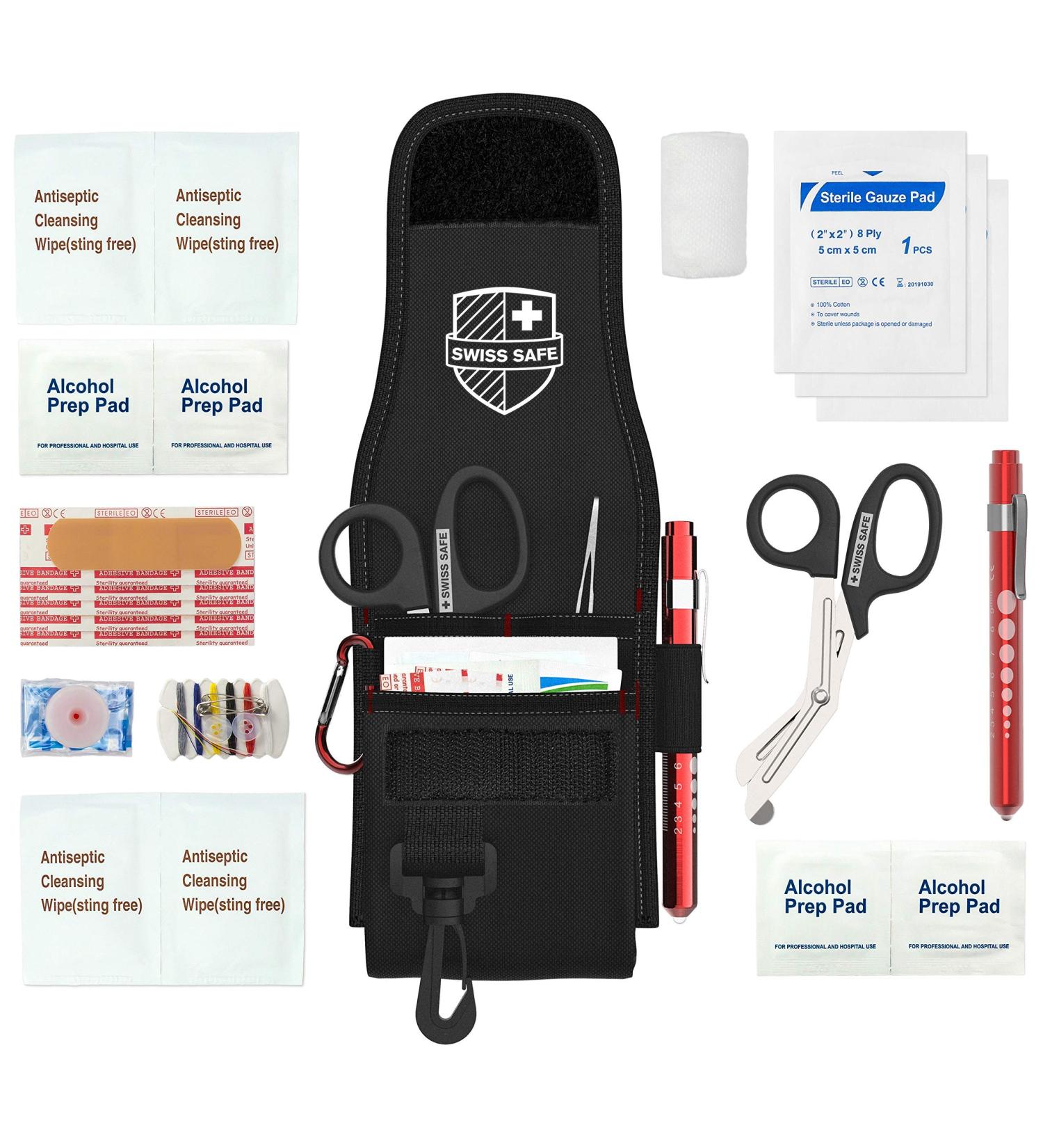 Swiss Safe EMT Survival First Aid Kit - Fully Stocked 22 Piece Set with Essential Emergency Supplies and 6 Shears - Buy Online on GoSupps.com