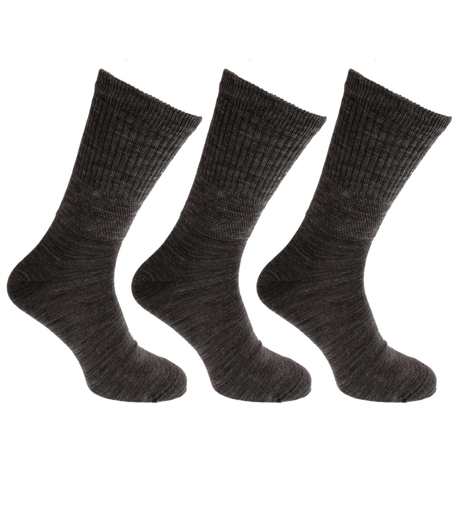 Mens Lambs Wool Blend Diabetic Extra Wide Socks (3 Pairs) 7 - 12 US Charcoal