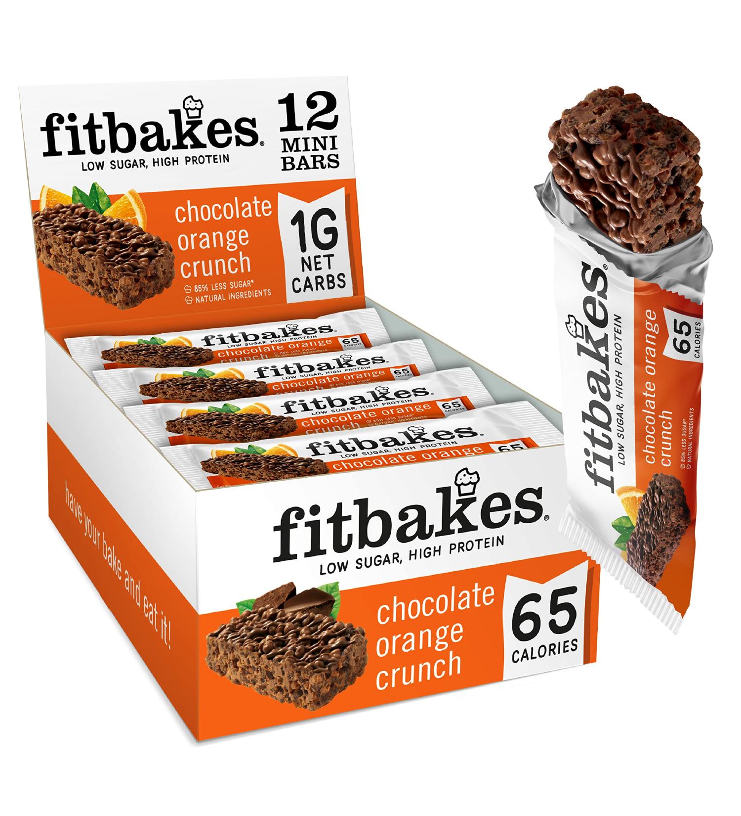 Fitbakes Mini Chocolate Orange Bars (12x19g) - 65 Calories, Diabetic & Keto Friendly, Low Carb, Sugar Free, 12 Count Pack - Buy Online on GoSupps.com