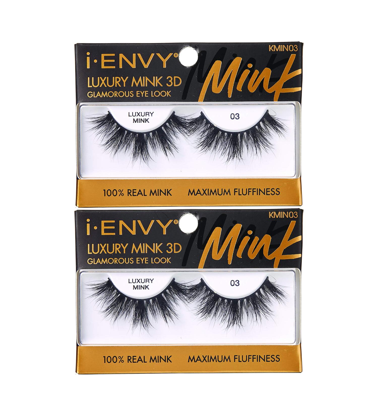 i-ENVY Luxury Mink Collection False Eyelashes - 100% Real Mink 3D Glamorous Lashes (2 Pack) - Maximum Fluffiness & Multi-Curl Angle for Stunning Eye Looks - Buy Online on GoSupps.com