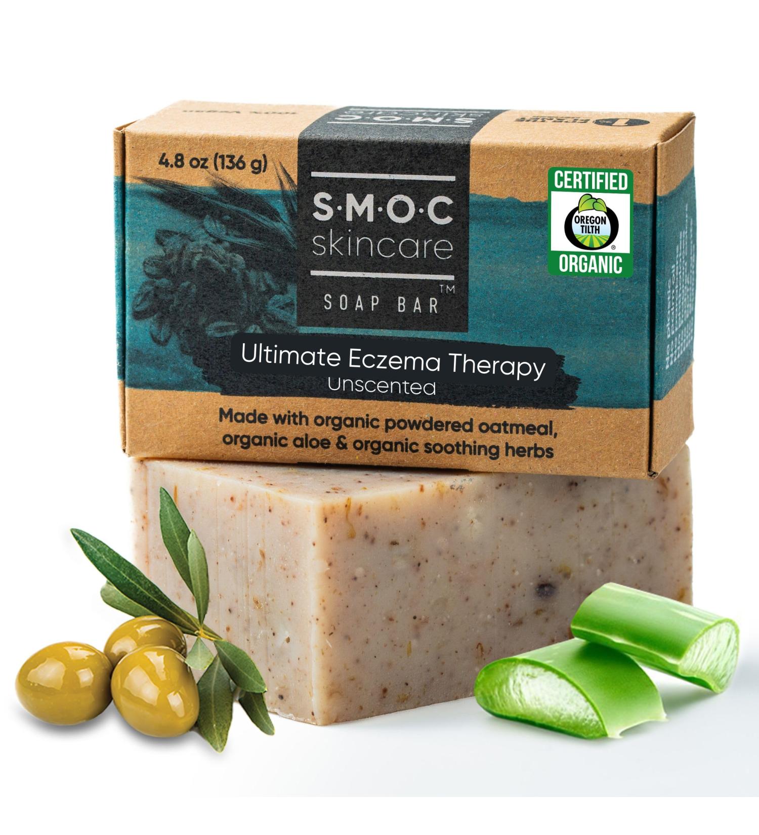 Certified Organic Eczema Soap - Unscented Oatmeal & Aloe - Ideal for Dermatitis Psoriasis Sensitive Skin - Safe for Adults & Children - Buy Online on GoSupps.com