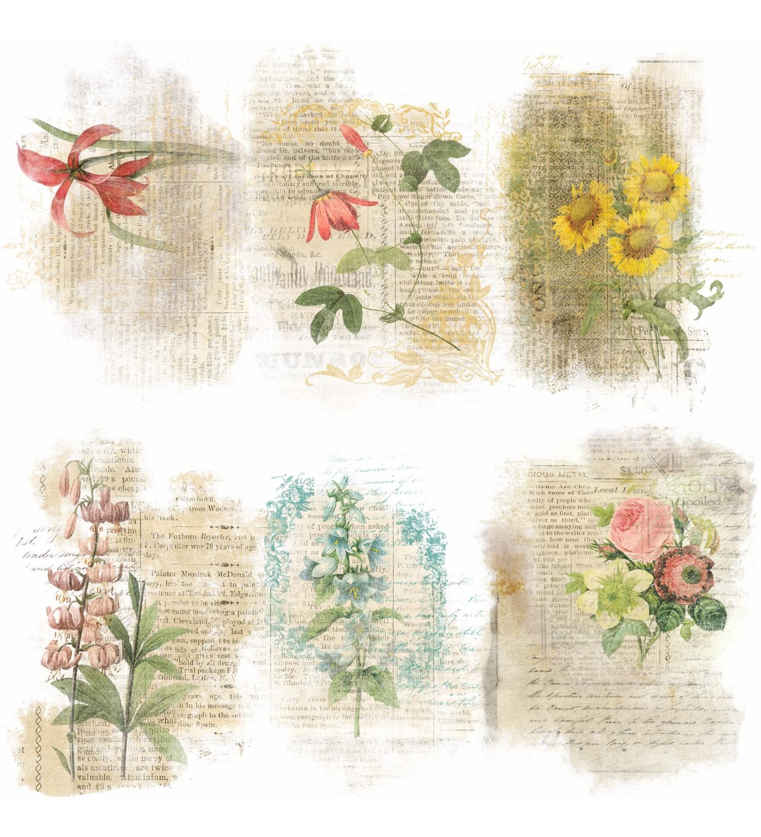 Flower Overlay Rice Paper - 8x10.5 inch, 6 Different Printed Images, 30gsm Mulberry Paper for Decoupage Crafts - Buy Online on GoSupps.com